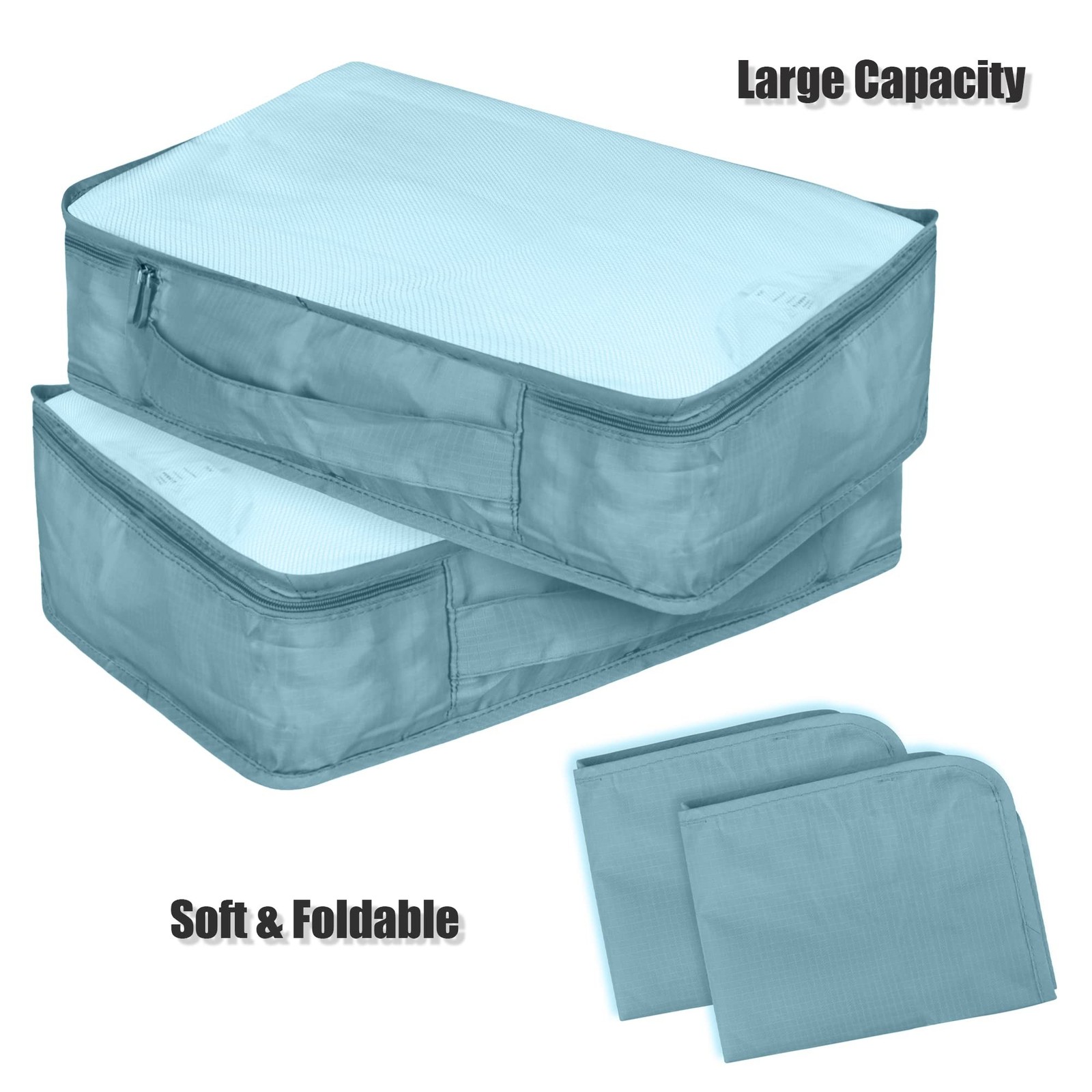 Packing Cubes Set, 2 Pcs Packing Organizers Set for Suitcases (Grey blue)