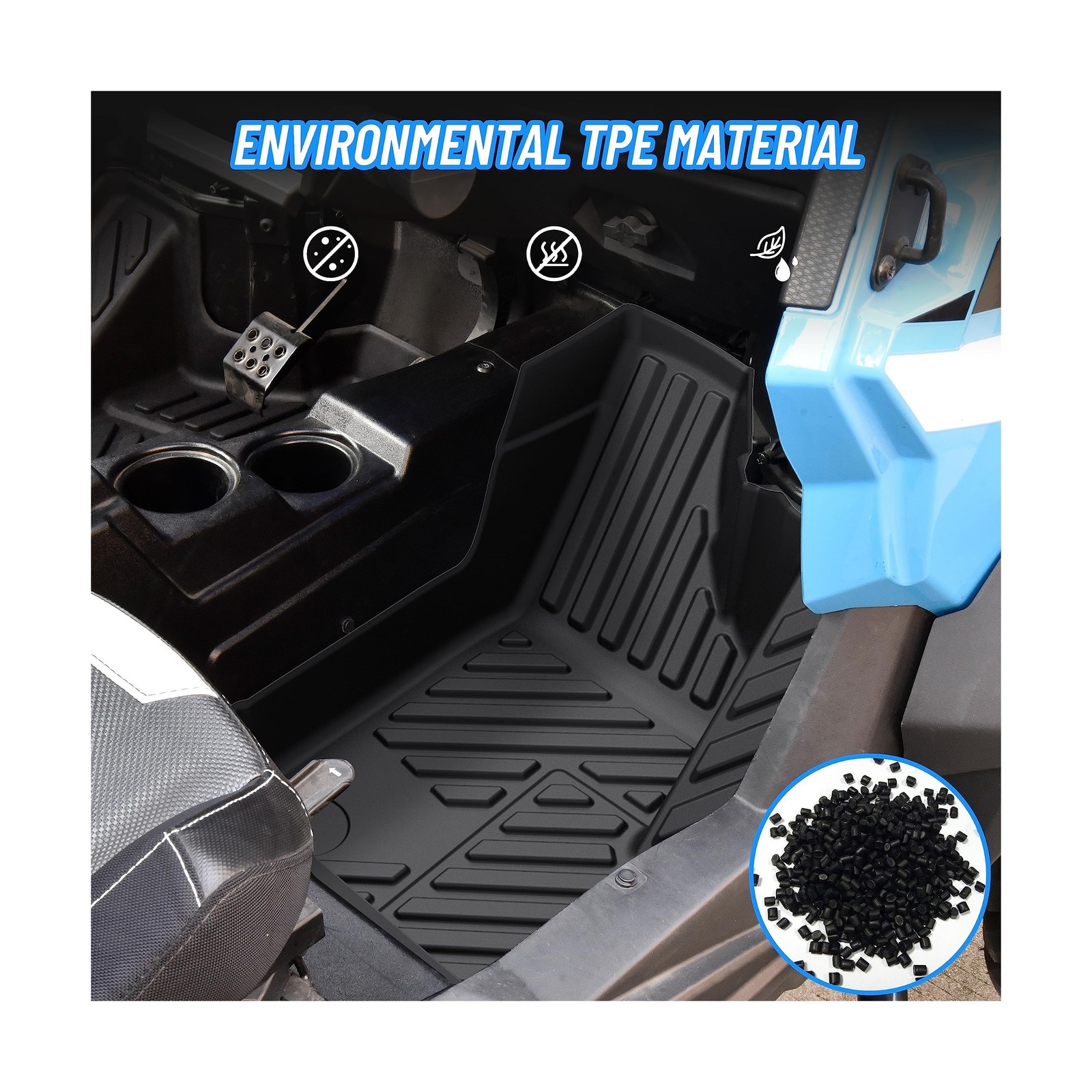 SAUTVS TPE Front Floor Mats for RZR XP 1000 14-23, Front Row Floor Liners All…