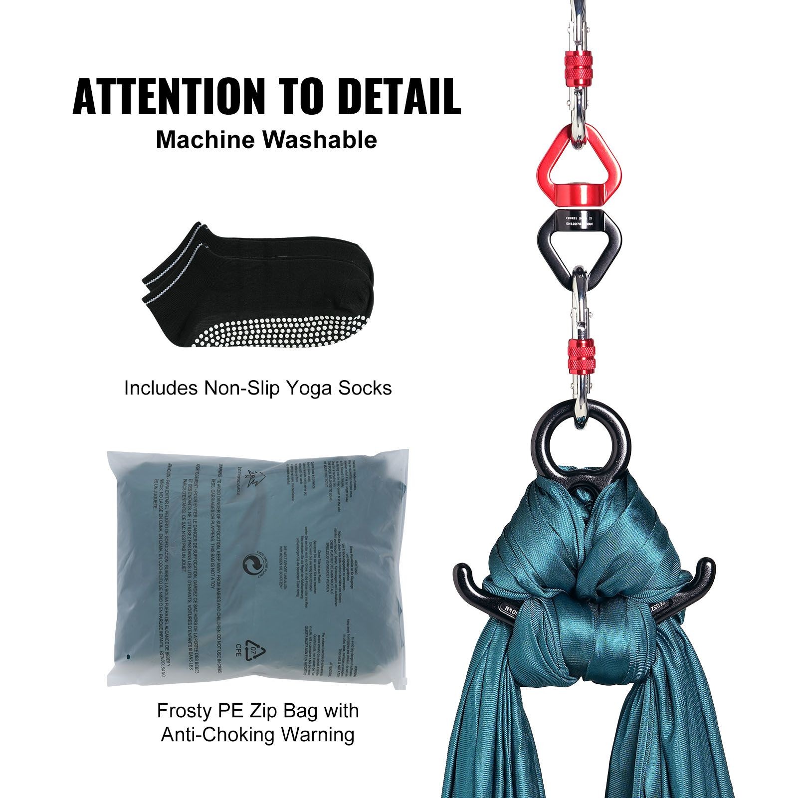 Aerial Silk & Yoga Swing, 8.7 Yards, Aerial Yoga Hammock Kit with 100gsm Nylon