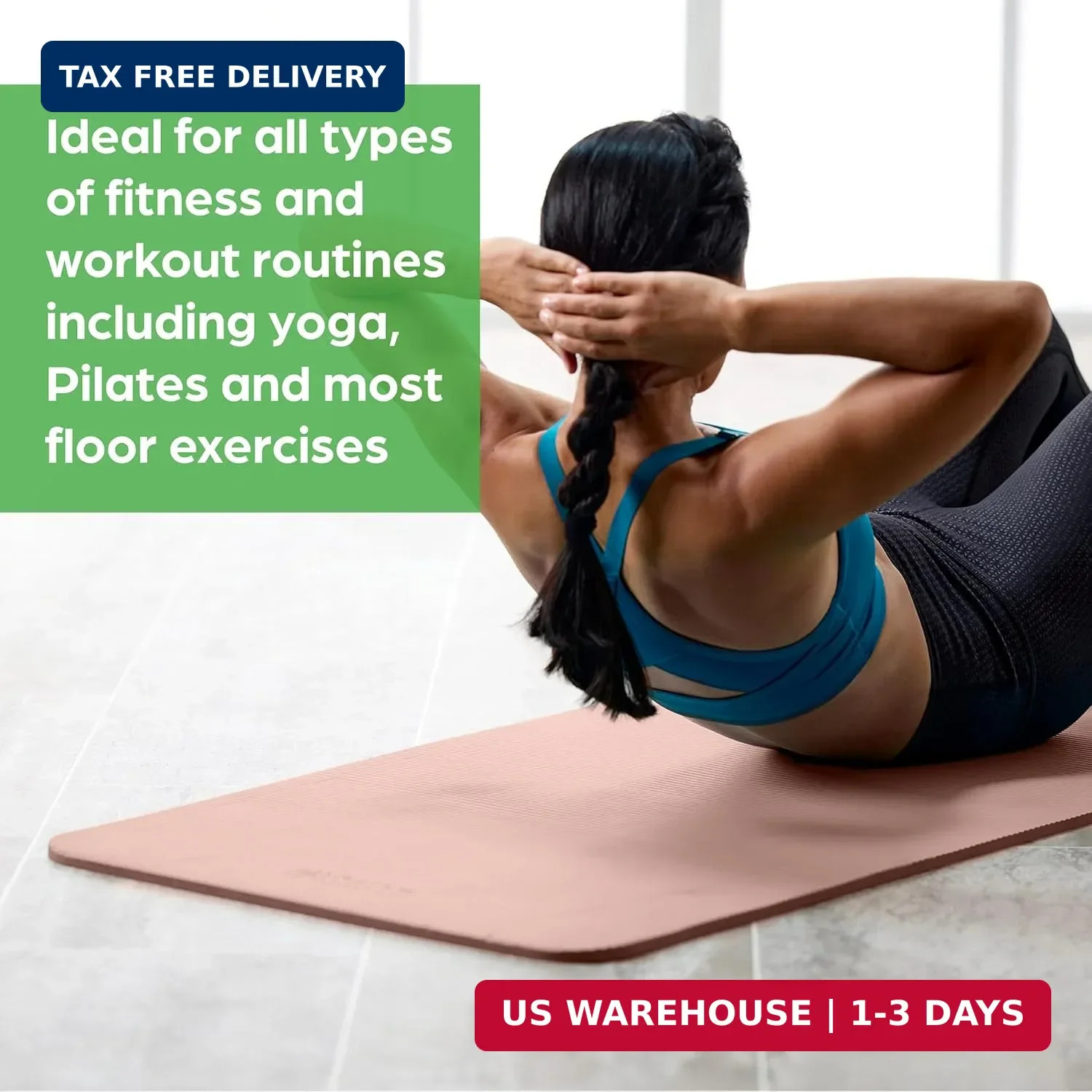 Gaiam Essentials 2/5&Prime; Thick (10mm) Yoga & Pilates, Fitness & Exercise Mat with E