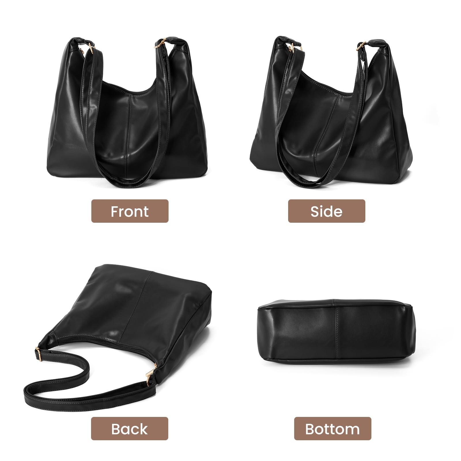 Badiya Hobo Bags for Women Tote Handbags Pu Leather Ultra Soft Slouchy Tote P…