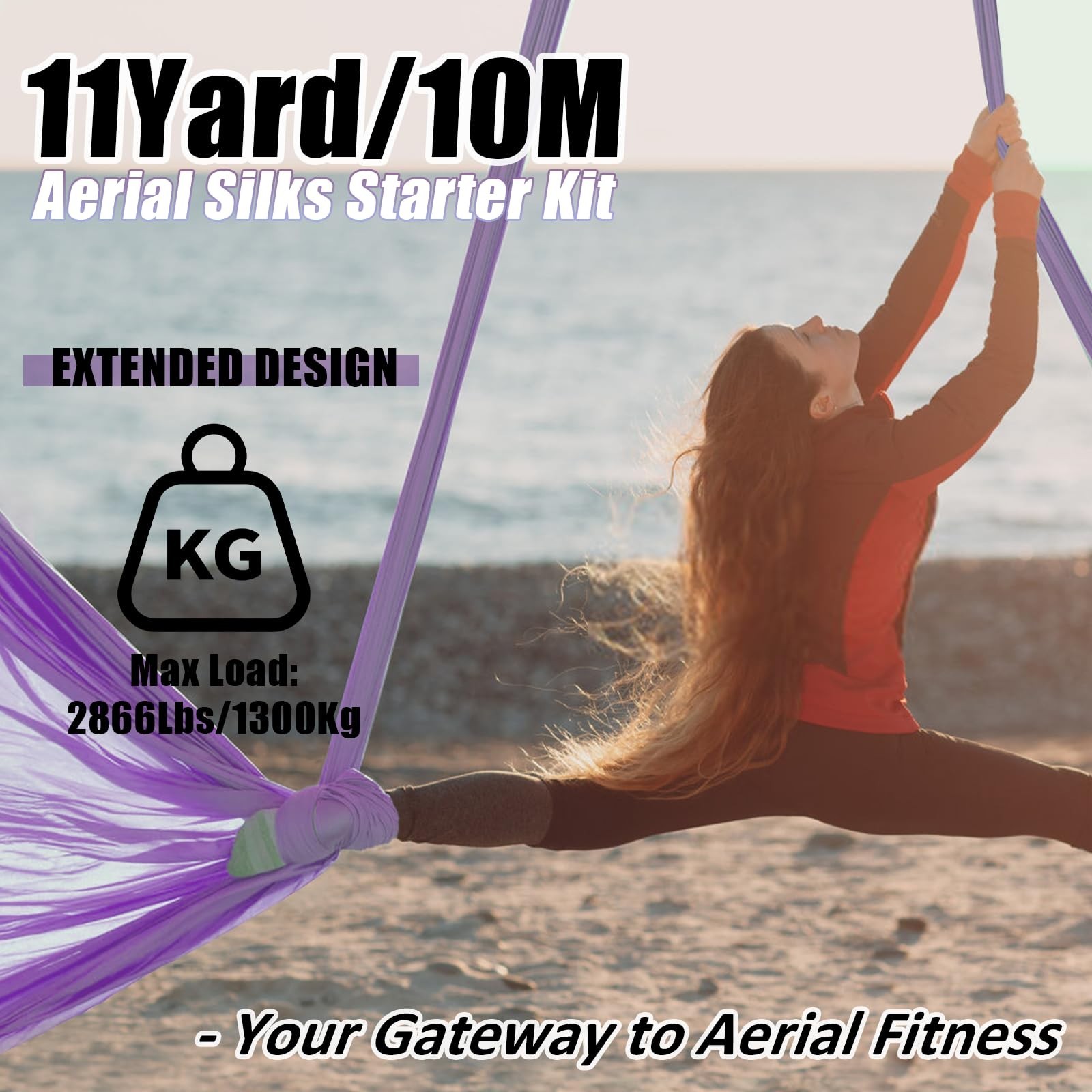 Aerial Silks Kit & Aerial Yoga Hammock – 11Yd Premium Fabric with Hardware – …