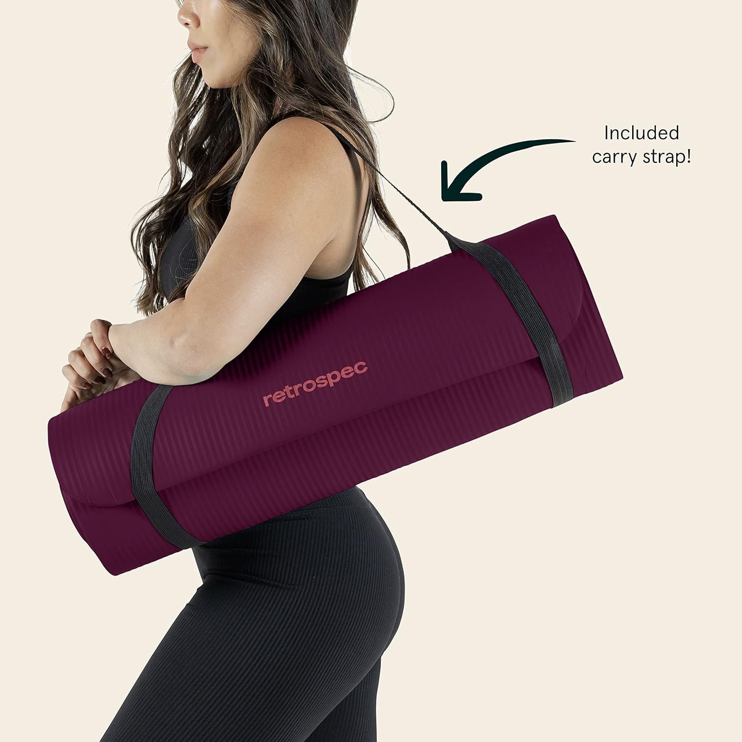 Solana Yoga Mat 1&Prime; Thick w/Nylon Strap for Men & Women – Non Slip Exercise Ma…