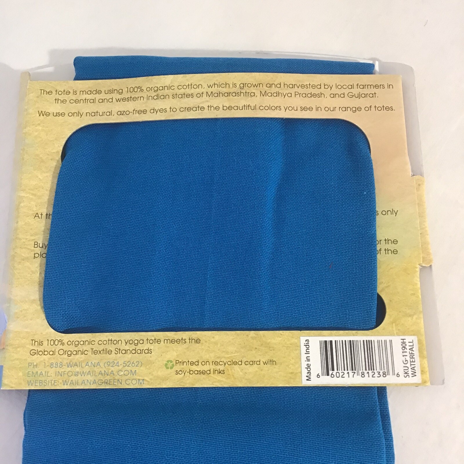 New Wai Lana Green Yoga Tote Organic Cotton Eco Friendly Tree Design Blue