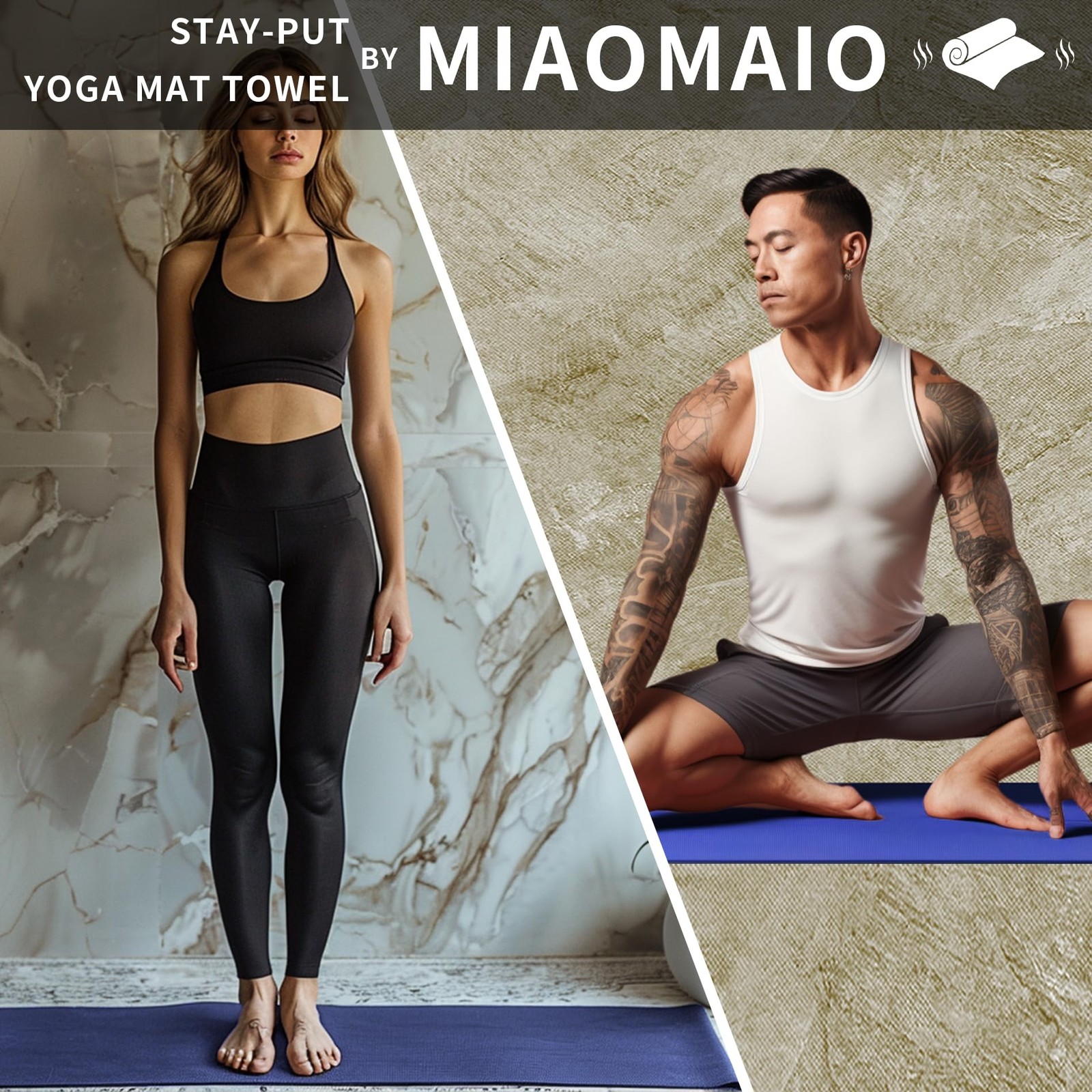 MIAOMIAO Non-Slip Hot Yoga Towel Set, Super Absorbent Microfiber in, 24.5&Prime; x …