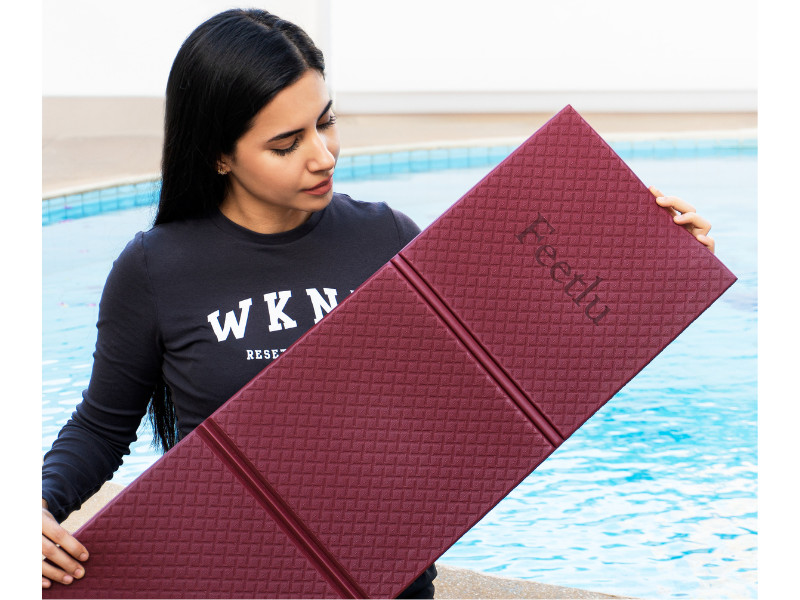 Foldable Yoga Mat, 6mm, Non-Slip, Lightweight, 72”x24”, Travel Mat, Gray