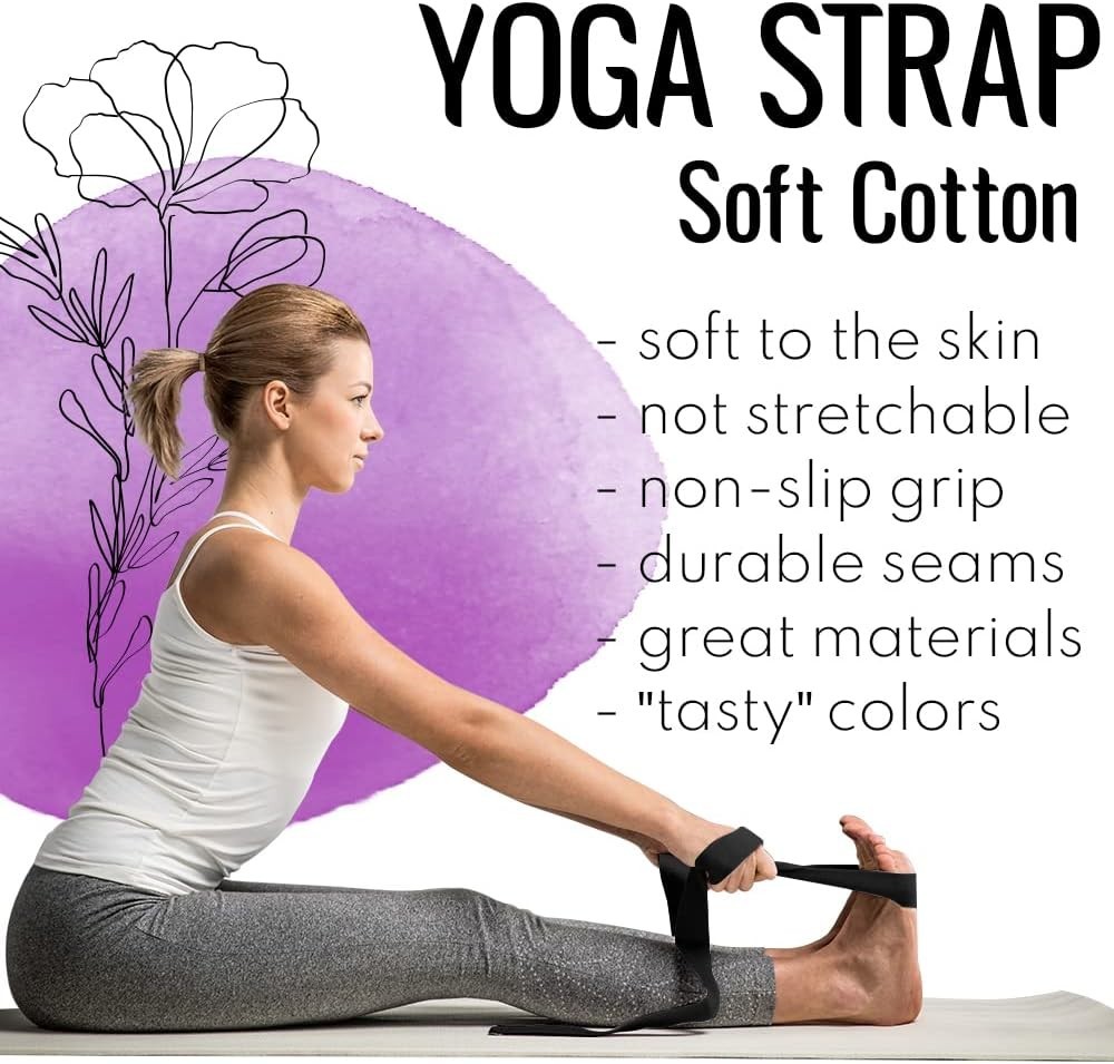Yoga Strap & Mat Strap – 2 IN 1 – Cotton – 6 ft 8 ft 10 ft 30+ colors – Adjus…