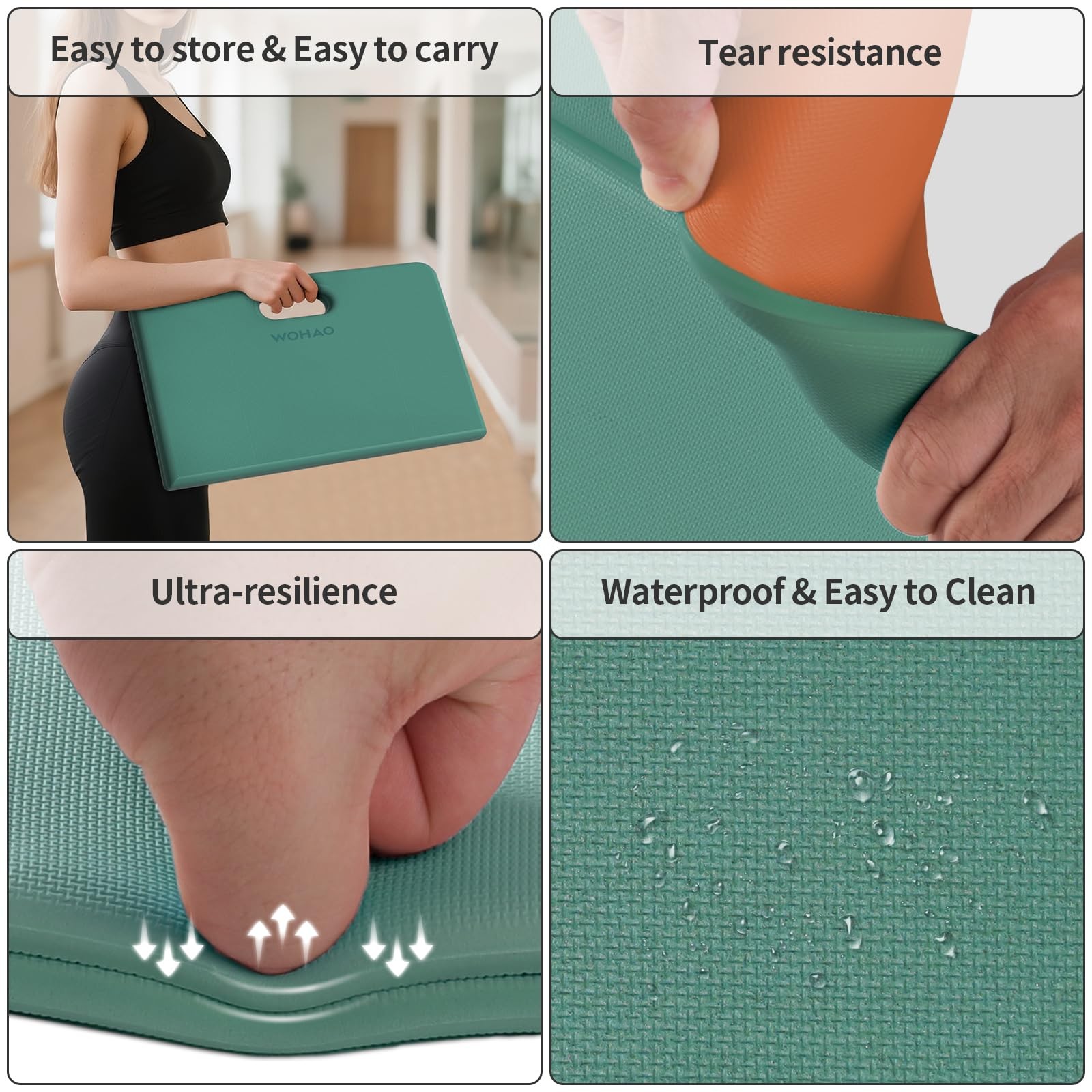 WOHAO Yoga Knee Pad – Foldable Non-Slip POE Cushion, Folding Support Pad with…