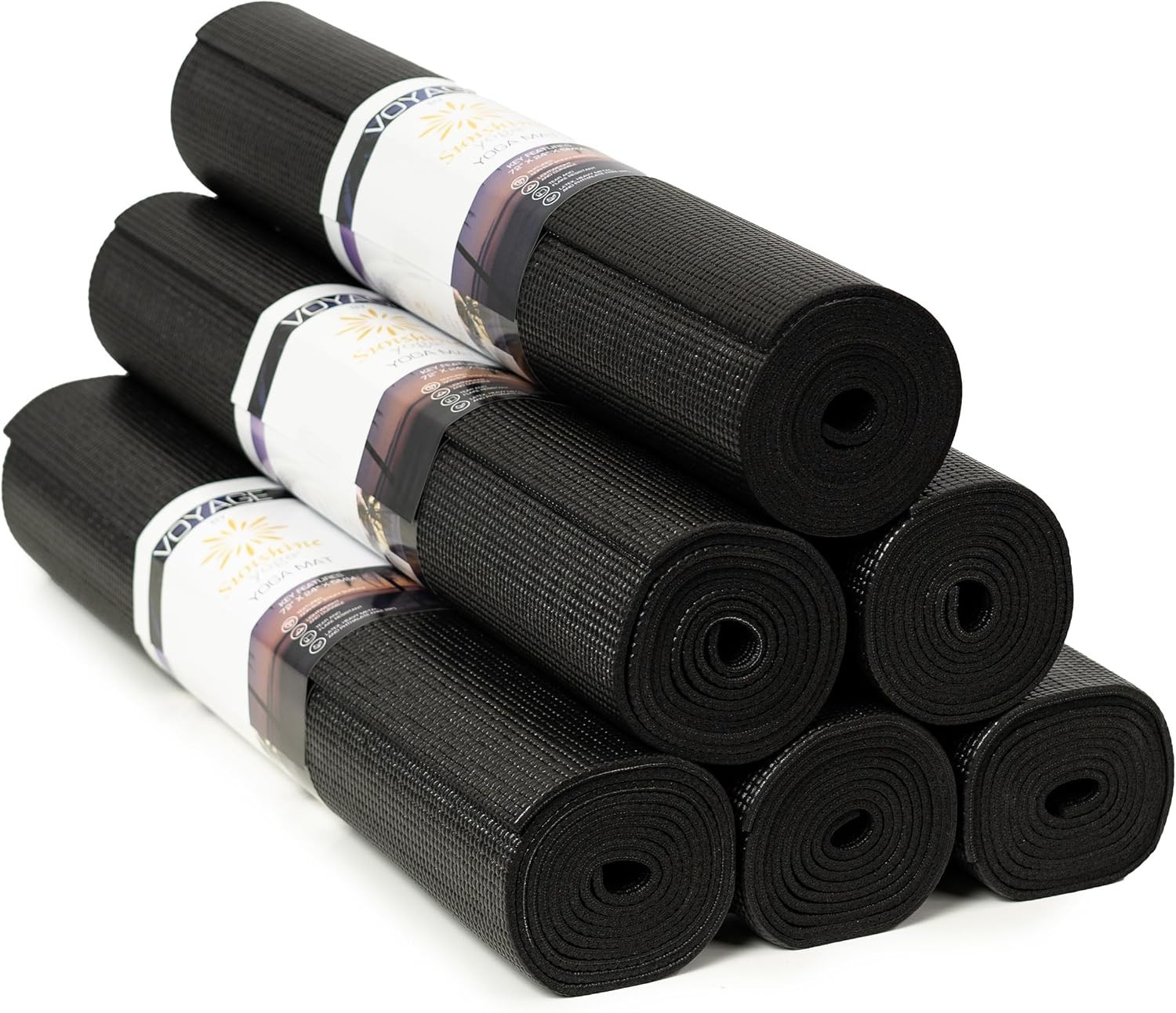 Voyage Yoga Mat 6 Pack 72&Prime; x 24&Prime; Professional Studio & Gym Bulk Yoga Mats 5mm US