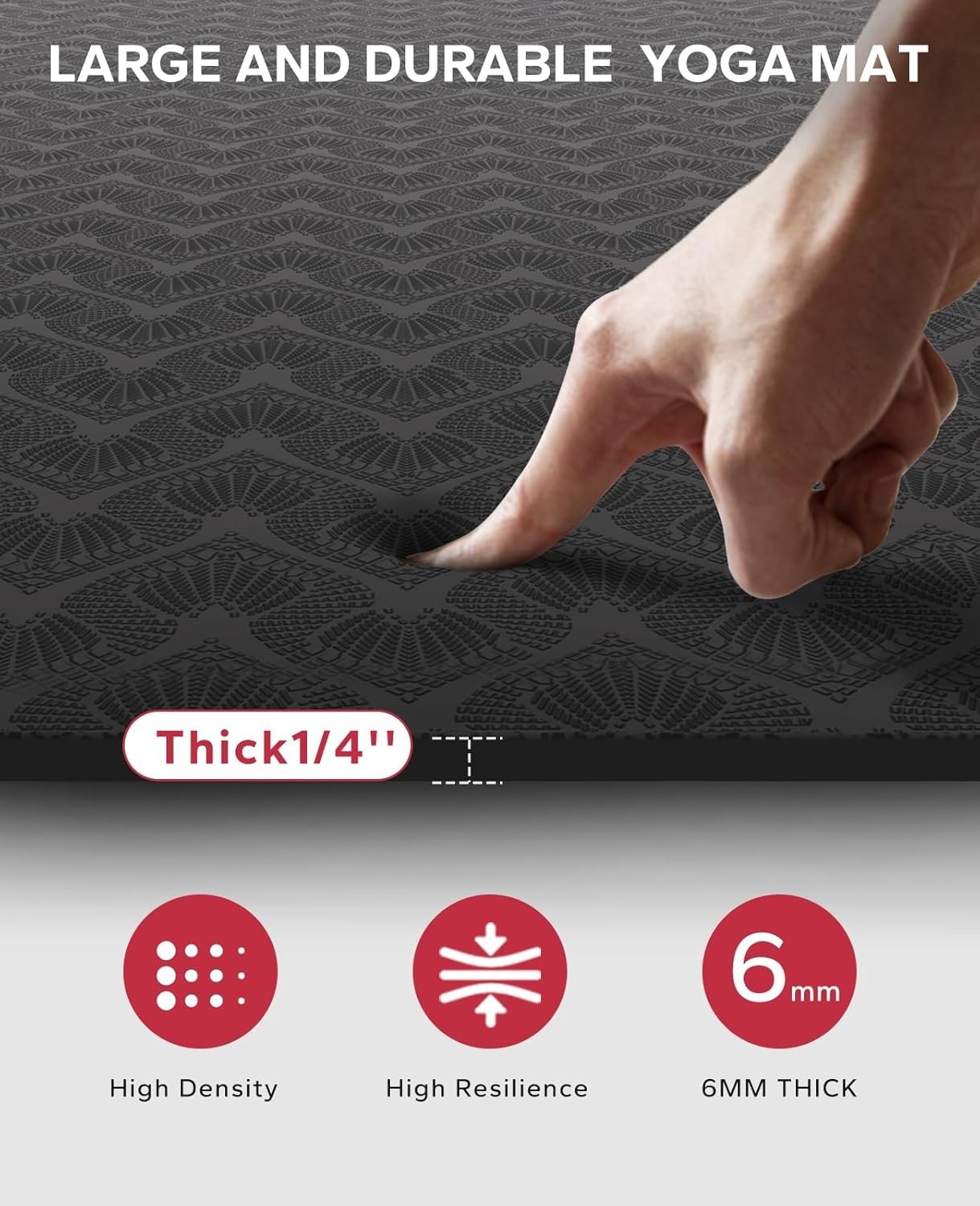 Extra Large Yoga Mat – 72&Prime;x48&Prime;/78&Prime;x54&Prime;, 1/4&Prime; & 1/3&Prime; Thick, Non-Slip, Durable,…