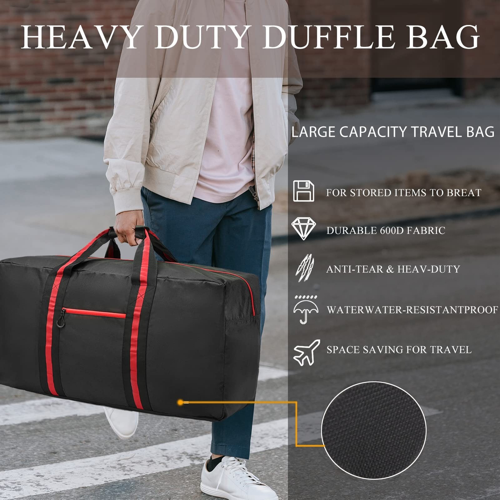 100L Large Duffle Bag for Travel 31.1” Diffle Bag – Overnight Weekender Ca