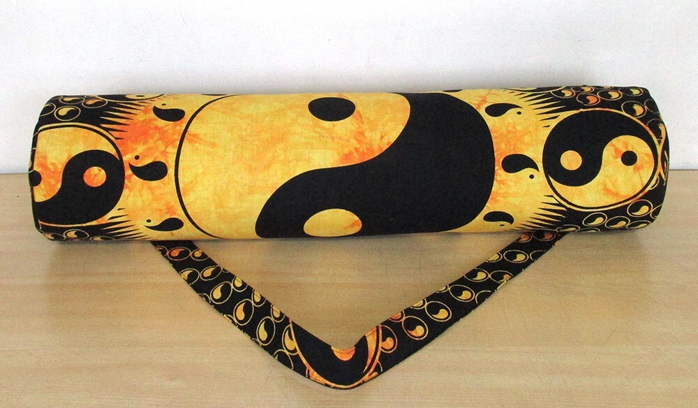 Indian Yellow Yin Yang Mandala Bag With Shoulder Strap Yoga Mat Carrier Yoga Bag