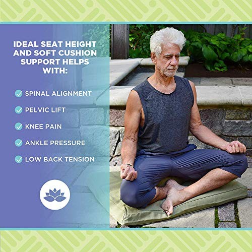Meditation Cushion Mat Set – Zafu Floor Oval Combo Navy – 10oz Cotton Canvas