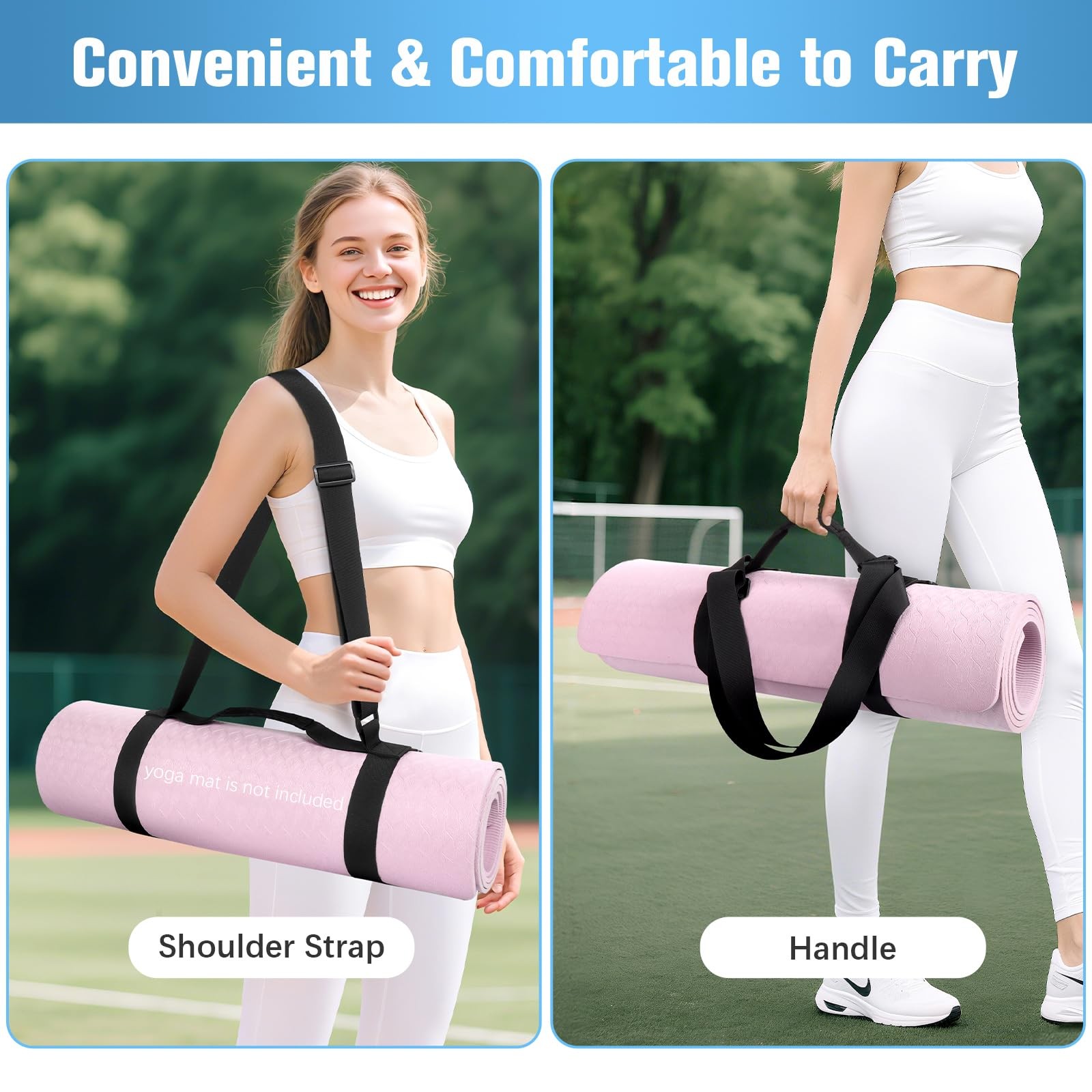 Yoga Mat Strap, Adjustable Yoga Mat Carrier with Shoulder Strap & Handle for …