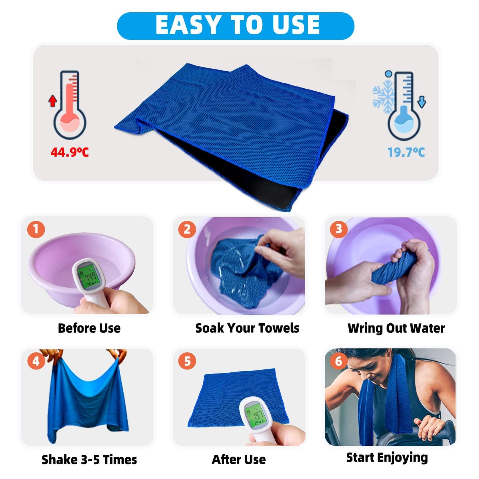Cooling Towels, Soft Breathable Sweat Ice Towel for Sports, Yoga, Gym, Golf, …