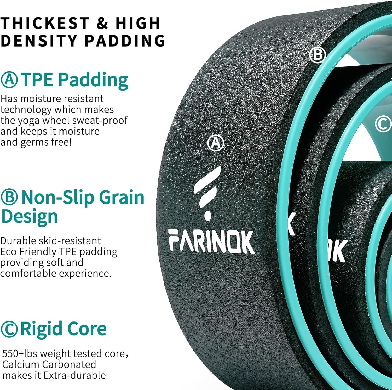 Yoga Wheel Set of 3+1, Upgraded 10MM Thick Back Wheels for Pain Relief & Stre…