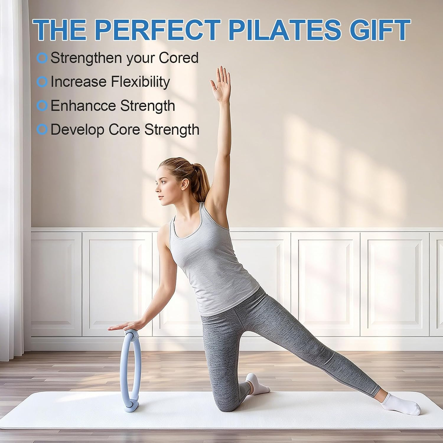 Pilates Ring 15 Inch Magic Circle Ring, Dual Padded Handles Pilates Exercise Cir