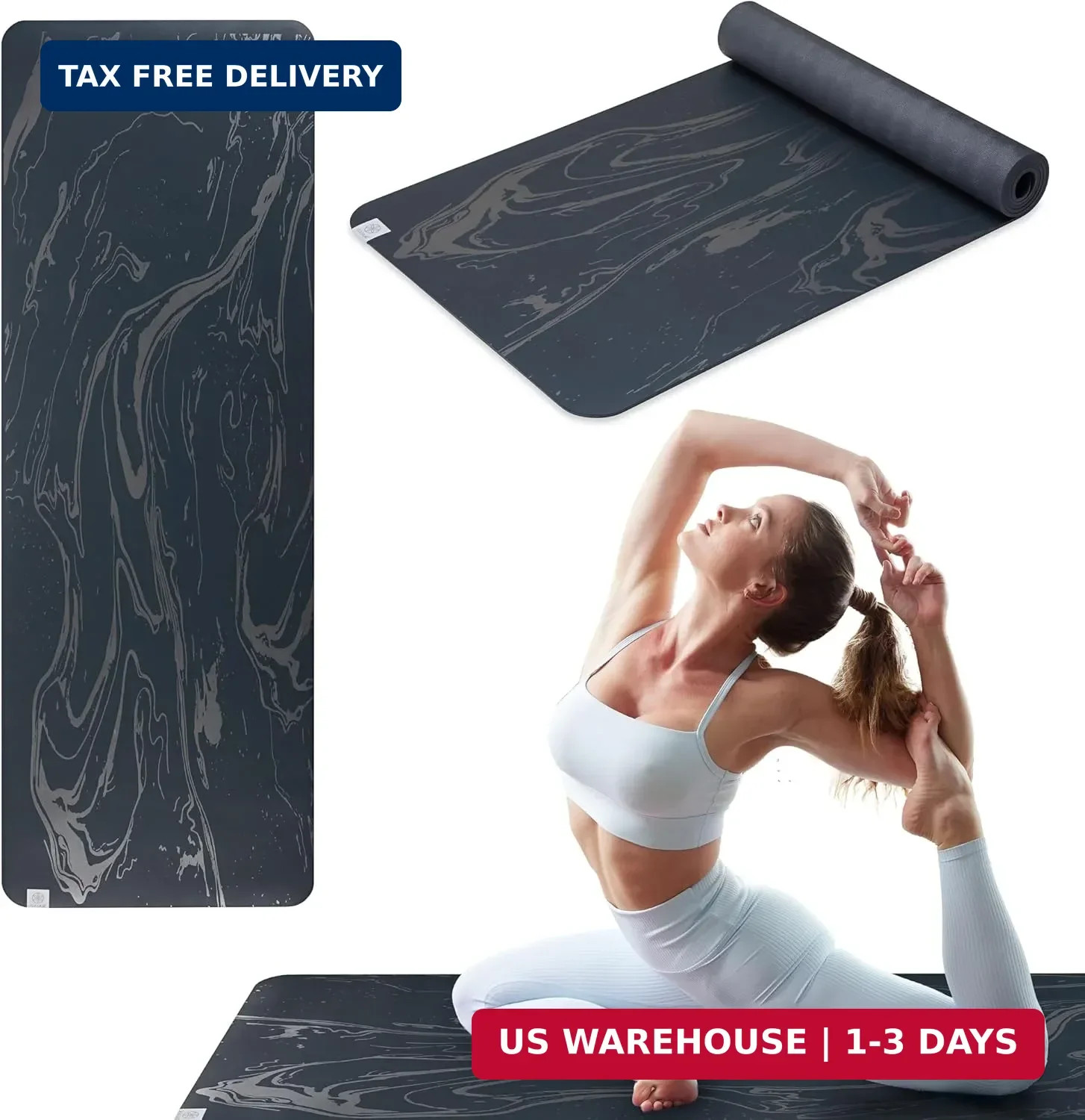 Gaiam Dry-Grip Yoga Mat – 5mm Thick Non-Slip Exercise & Fitness Mat for Standard