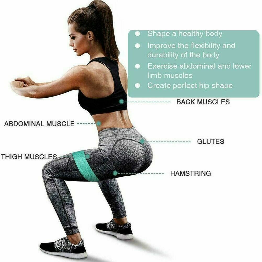 Fabric Resistance Bands Set of 3 for Booty Butt Hip Anti Slip Thick Wide Loop