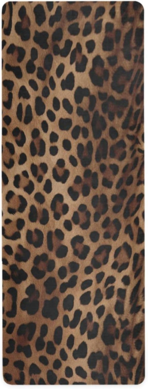 Leopard Print Non-Slip Yoga Mat with Carrying Bag – 71&Prime;x26&Prime; Fitness Mat