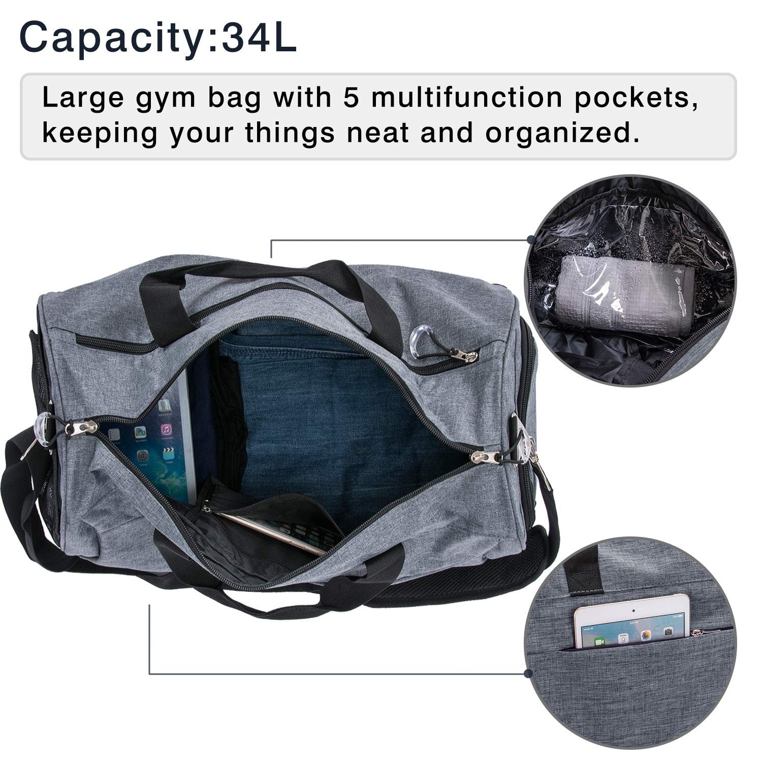 Sports Small Gym Bag for Men and Women Travel Duffel Bag Workout Bag with Sho…