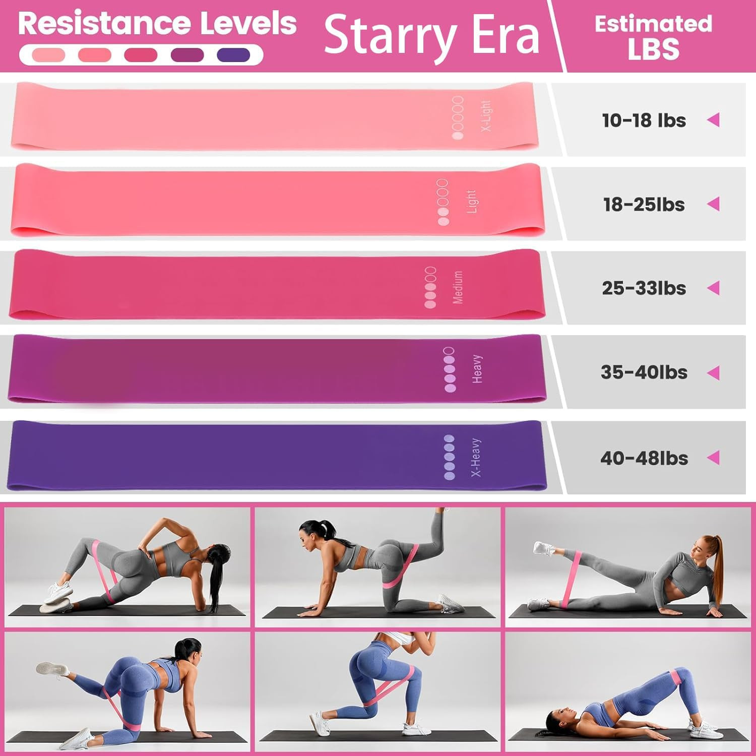 17 Pcs Pilates Equipment,Pilates Set,Women at Home Pilates Kit,Pink Pilates Ring