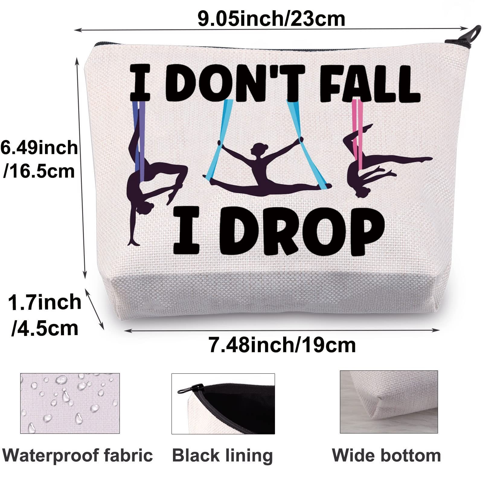 BWWKTOP Aerialist Cosmetic Makeup Bag Aerial Yoga Gifts I Don&rsquo;t I Fall