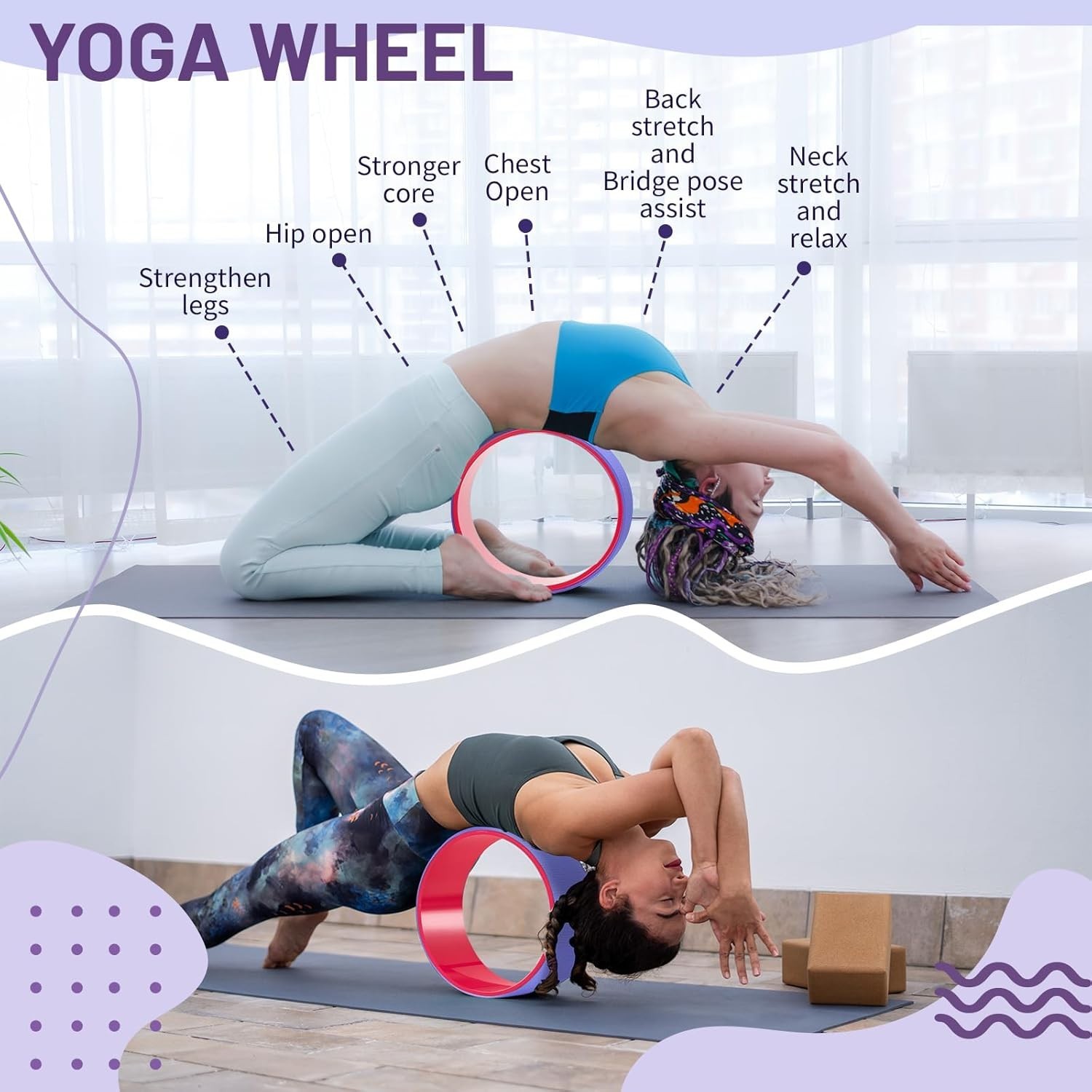 3 Pack ABS Yoga Wheel Set 660 Lbs Foam Roller for Back Pain & Stretching Back…