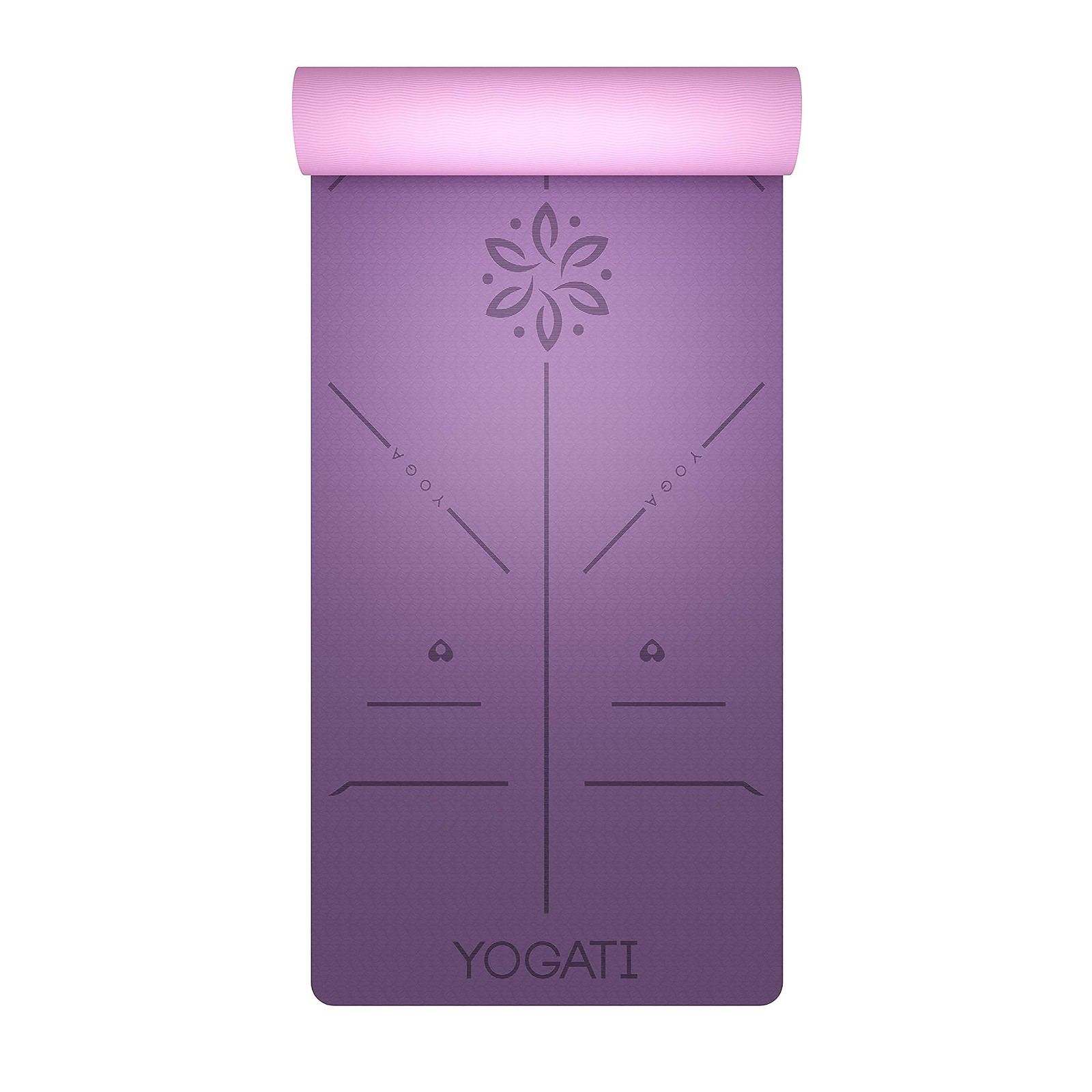 Yoga Mat with Alignment Lines. Exercise mat with carry strap. Pilates mats fo…