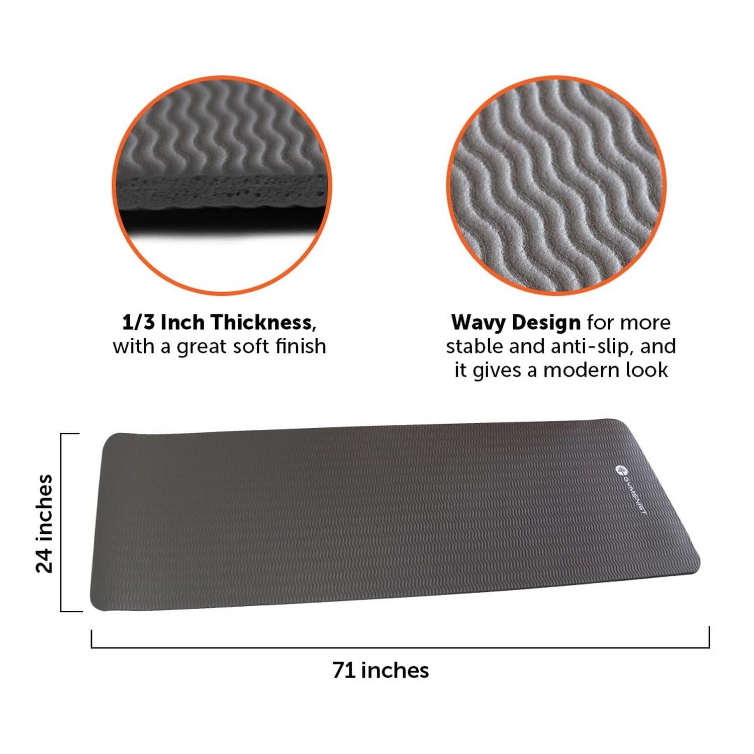 GYMENIST Thick Exercise Yoga Floor Mat Nbr 24 X 71 Inches Great for Camping C…
