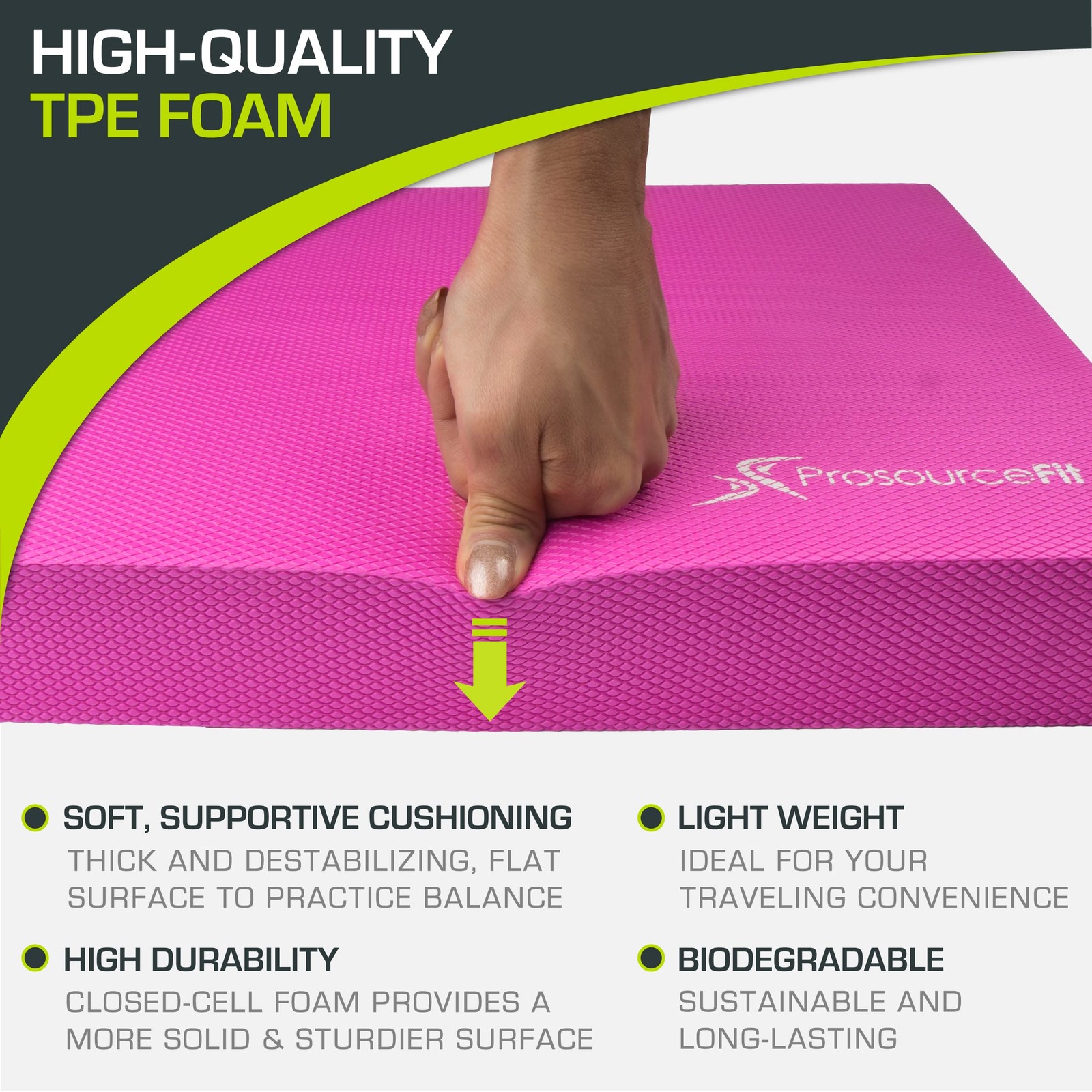 Exercise Balance Pad Large Cushioned Non-Slip Foam Mat Knee Yoga 15×19 Inch