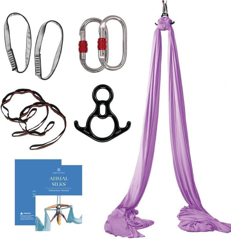 Aerial Silks Starter Kit – Durable 9 Yards of Aerial Yoga Hammock with Hardware