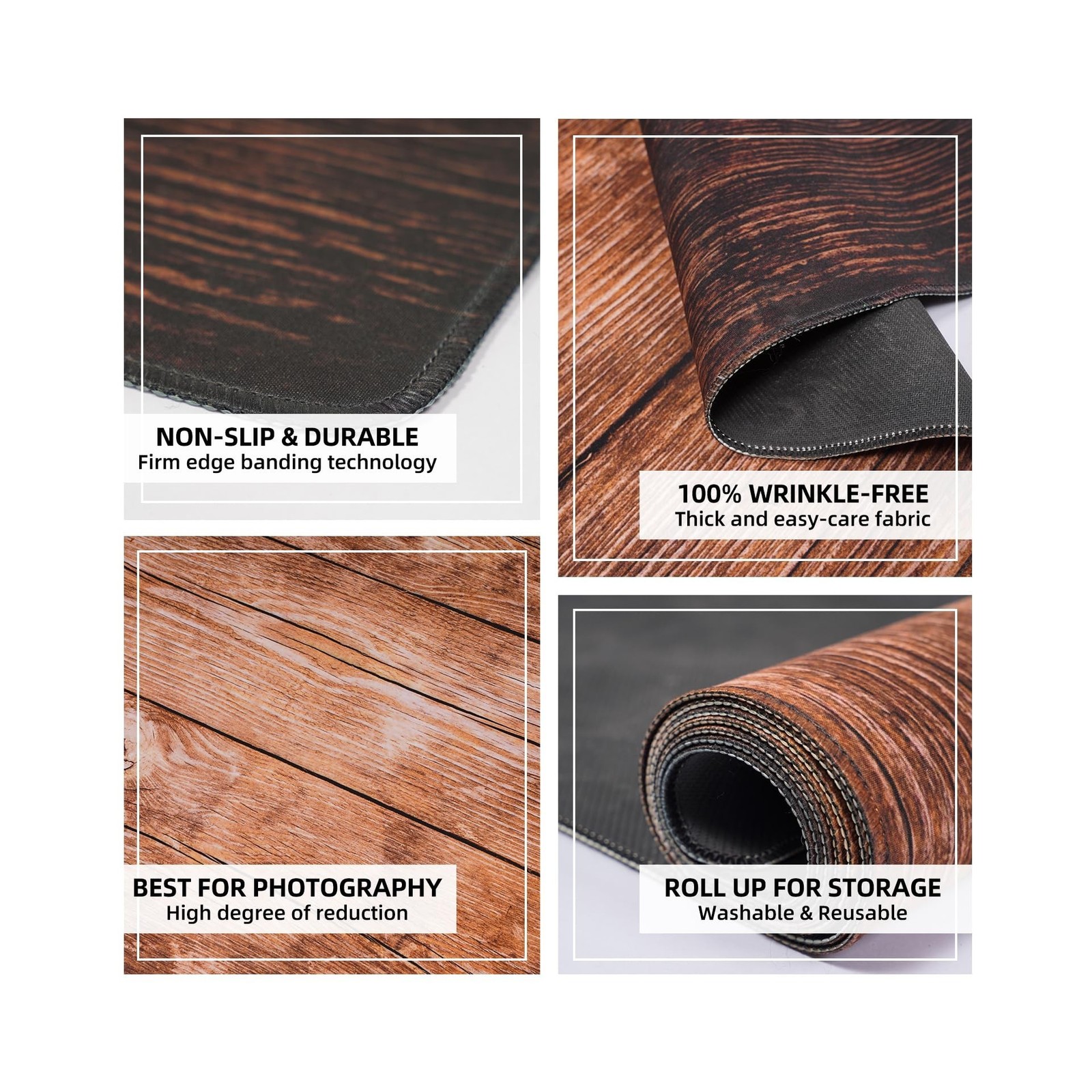 Kate Photography Foor Mats Light Brown Wood Printed Floor Mats Rubber Floor M…