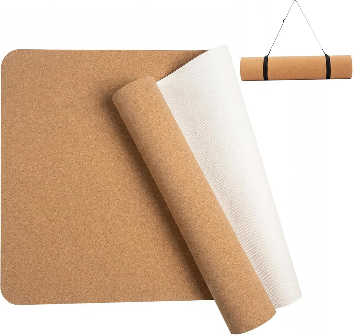 Cork Yoga Mat 6Mm Extra Thick Cushioning High Density Natural Rubber Exercise Pa