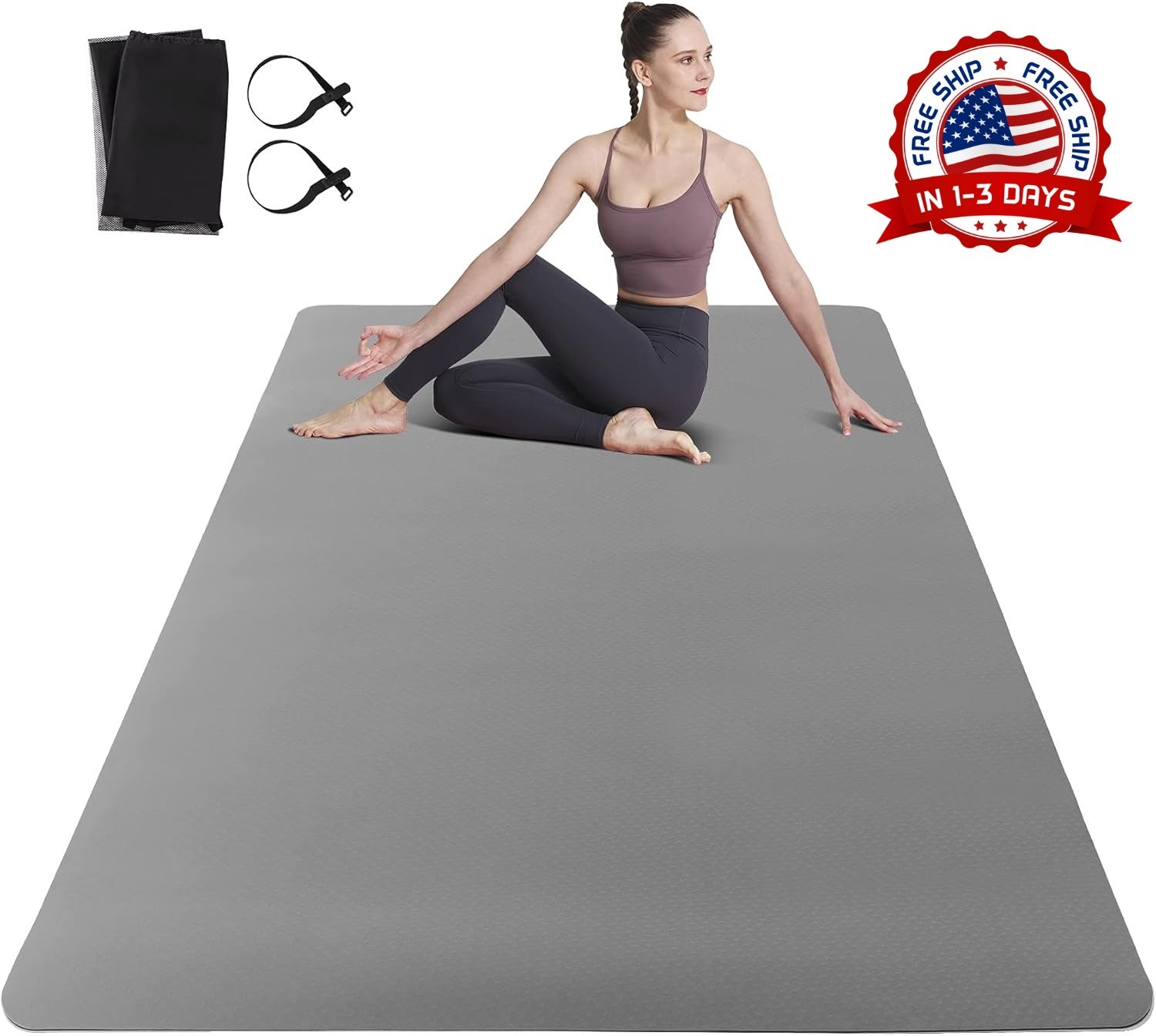 Esterilla de yoga grande para hombre y mujer, antideslizante y ecológica NEW US