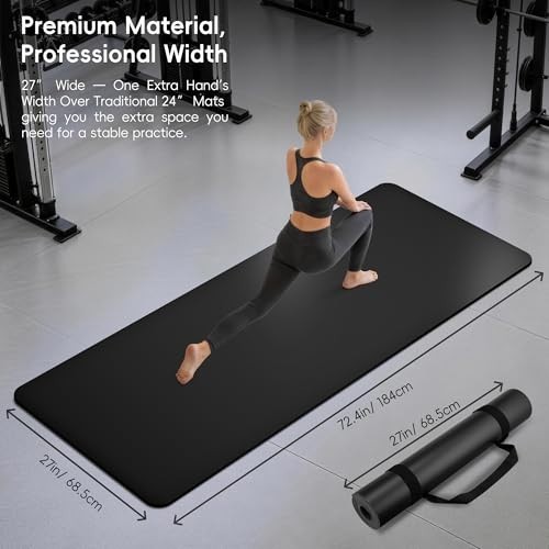 Non-Slip 5mm Thick Yoga Mat – 72&Prime;x27&Prime; Exercise Pad for Hot Yoga, Pilates & HIIT
