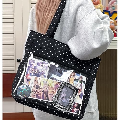 Ita Bag Cute Tote Bag Kpop Plushies Kawaii Anime Pin Display Shoulder Bag Black