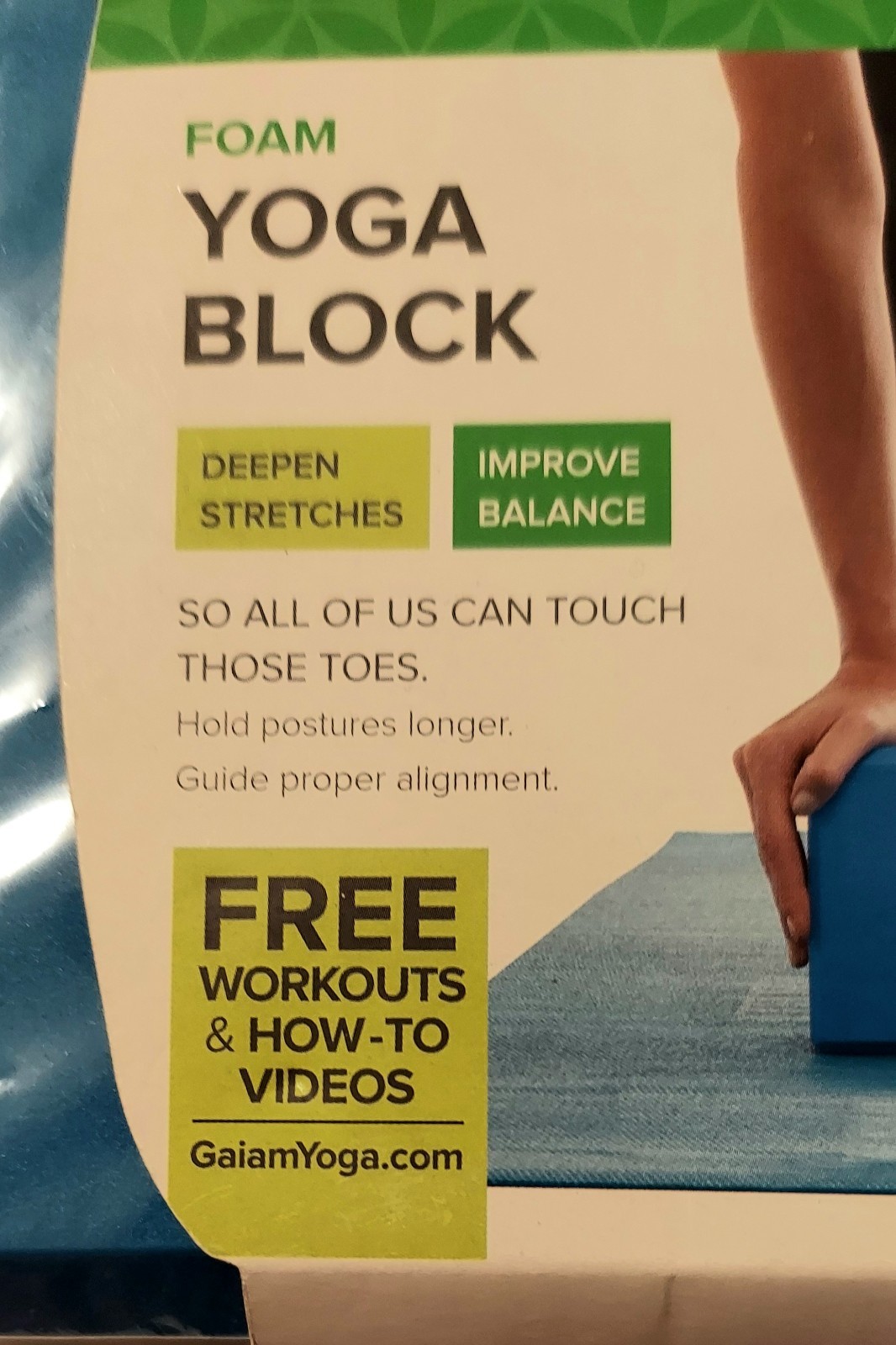 NEW – Gaiam Foam Yoga Block Lightweight Non-Slip 9&Prime; x 6&Prime; x 4&Prime; Blue Yoga Block.