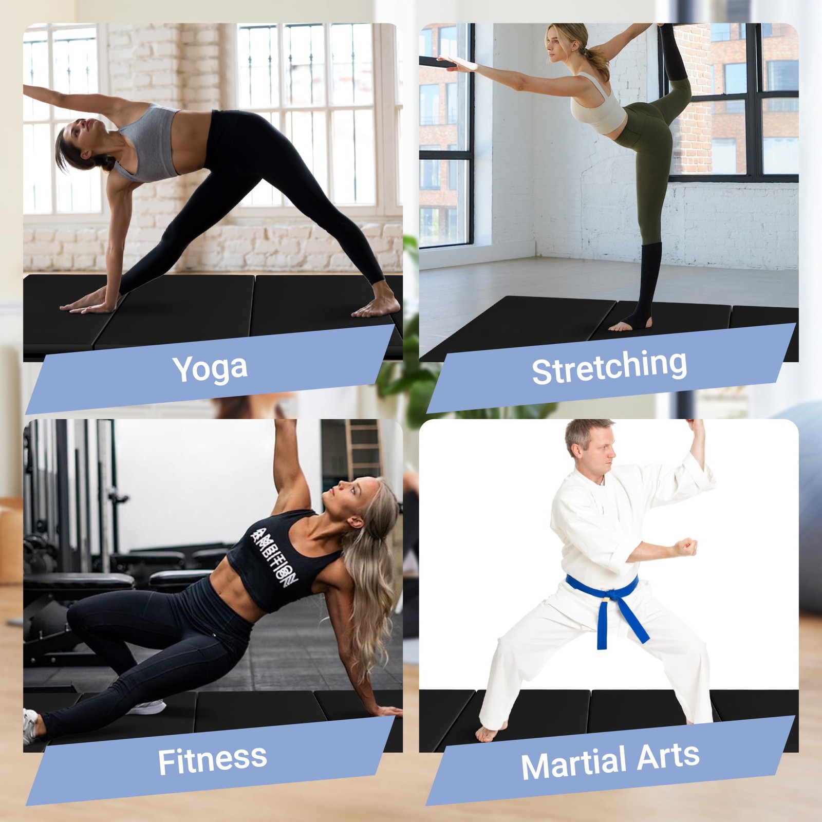 Versatile 4&rsquo;x8&rsquo;x2&Prime; High-Density Gym Mats Extra Thick Anti-Tear Easy-Clean