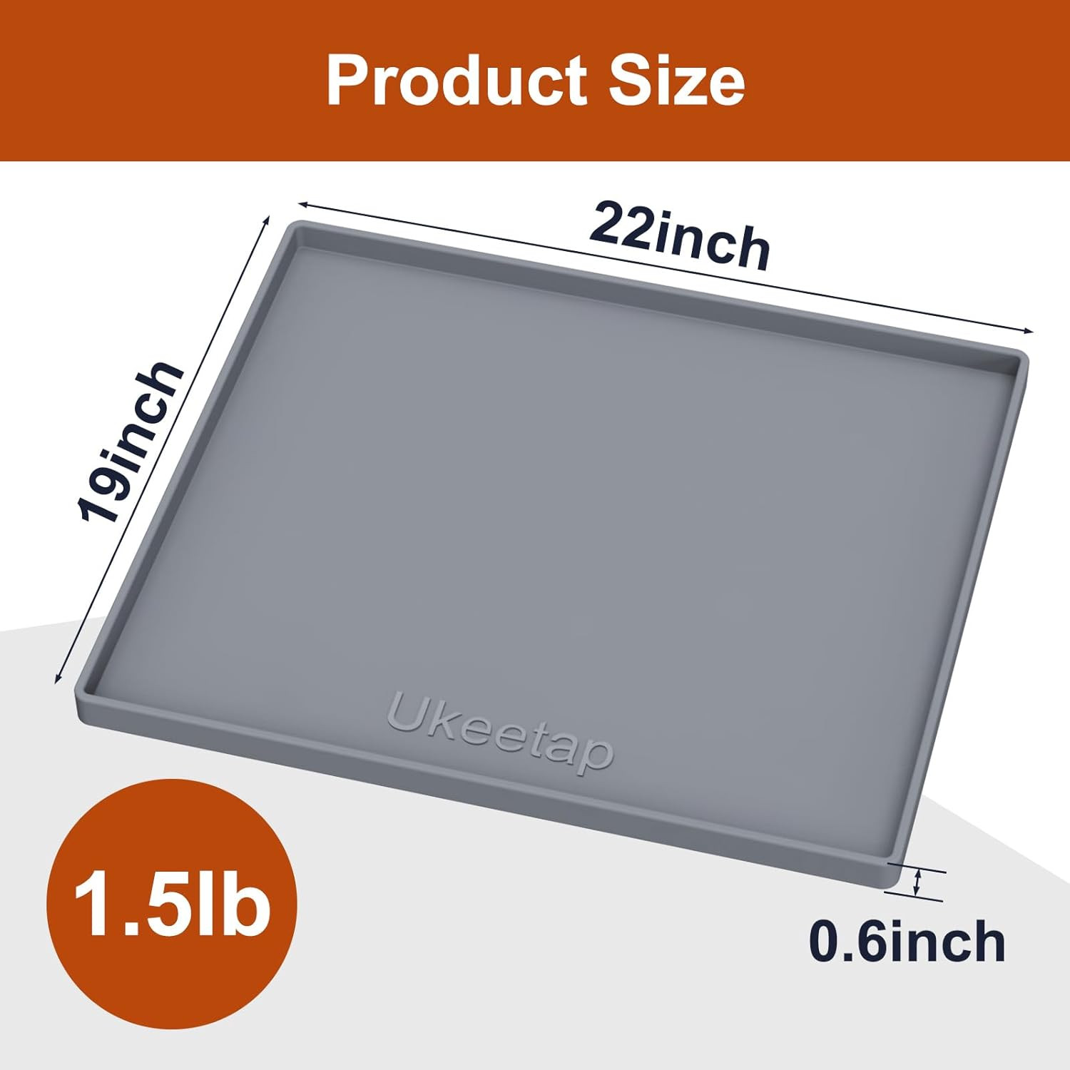 Extra Thick Silicone Mat Waterproof with Raised Edge 22&Prime; X 19&Prime;, under Sink Mat f