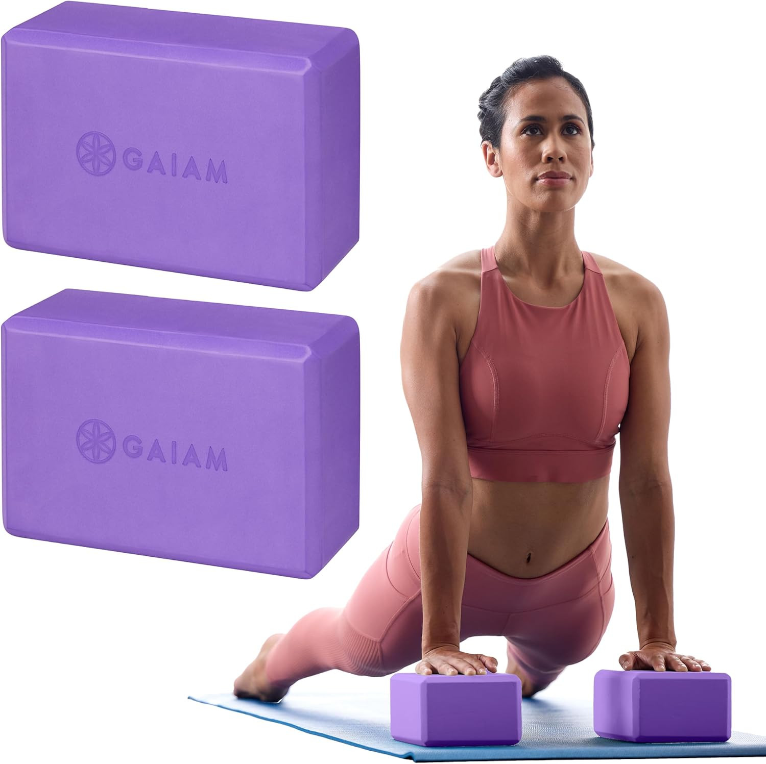 Gaiam Yoga Block – Supportive Latex-Free Eva Foam – Soft Non-Slip Surface with B