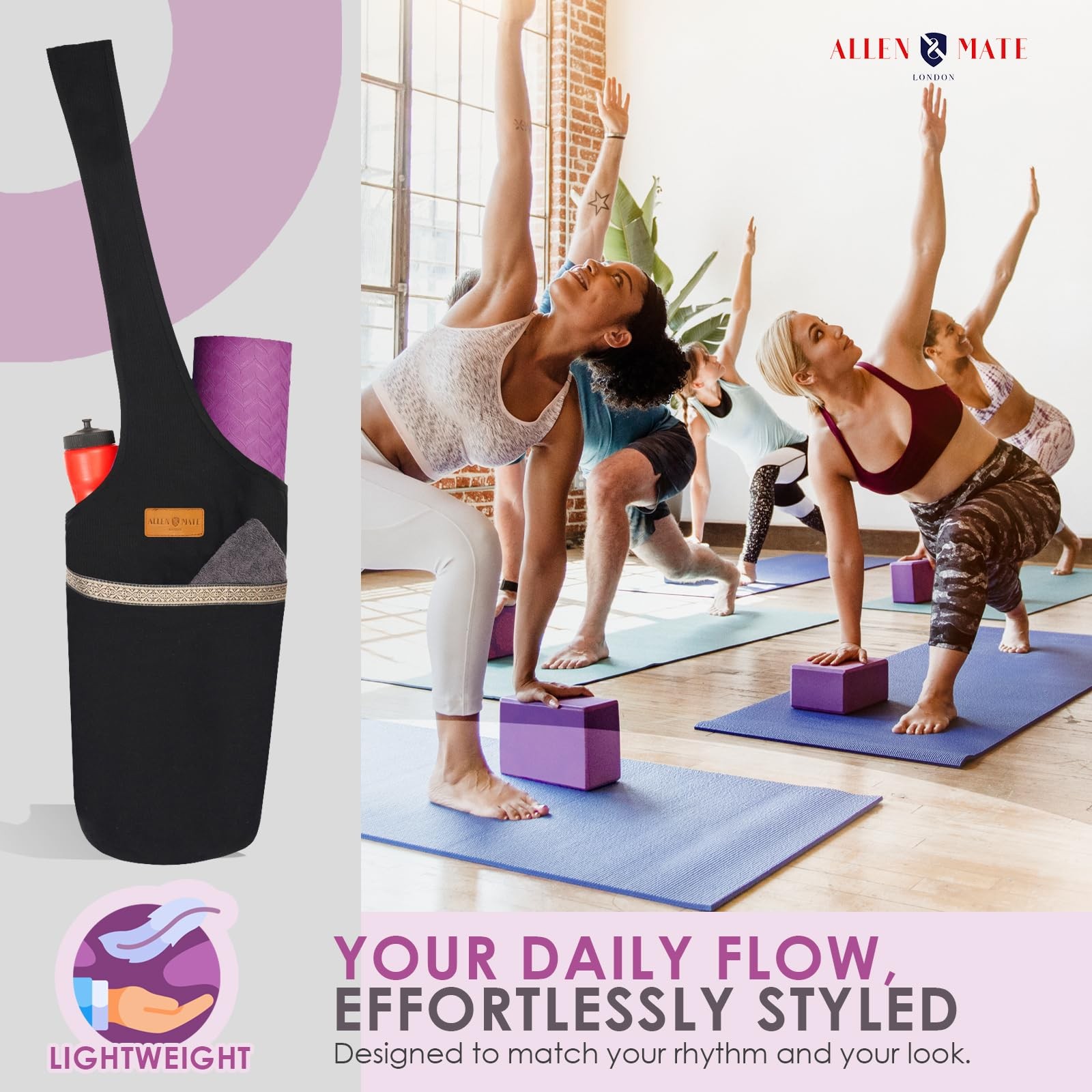 Unisex Yoga Exercise Mat Bag with Large Pocket Big Capacity Tote Carrier