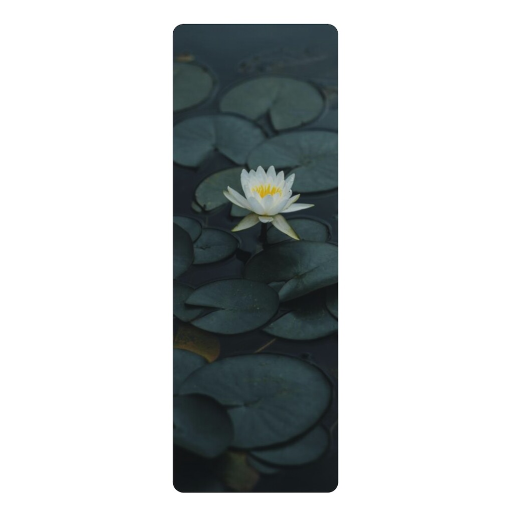 Black and White Lotus Rubber Yoga Mat