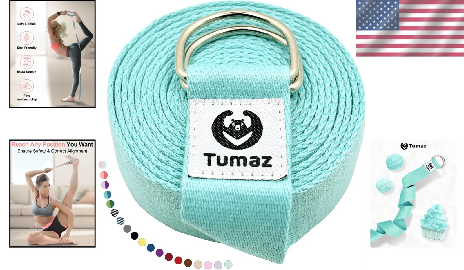 6-Foot Yoga Strap with Adjustable D-Ring offers Superior Stretch Support