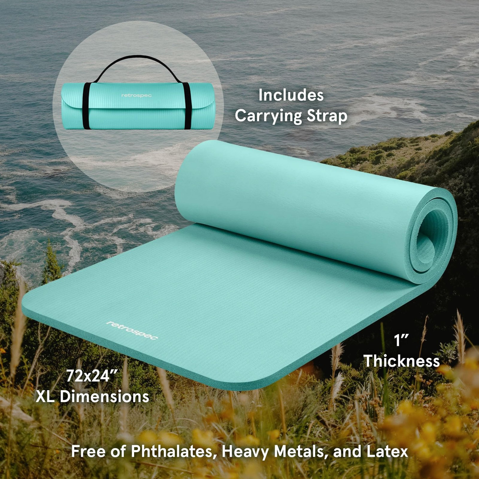 Retrospec Solana Yoga Mat 1&Prime; Thick With Nylon Strap For Men & Women – Non Sli…