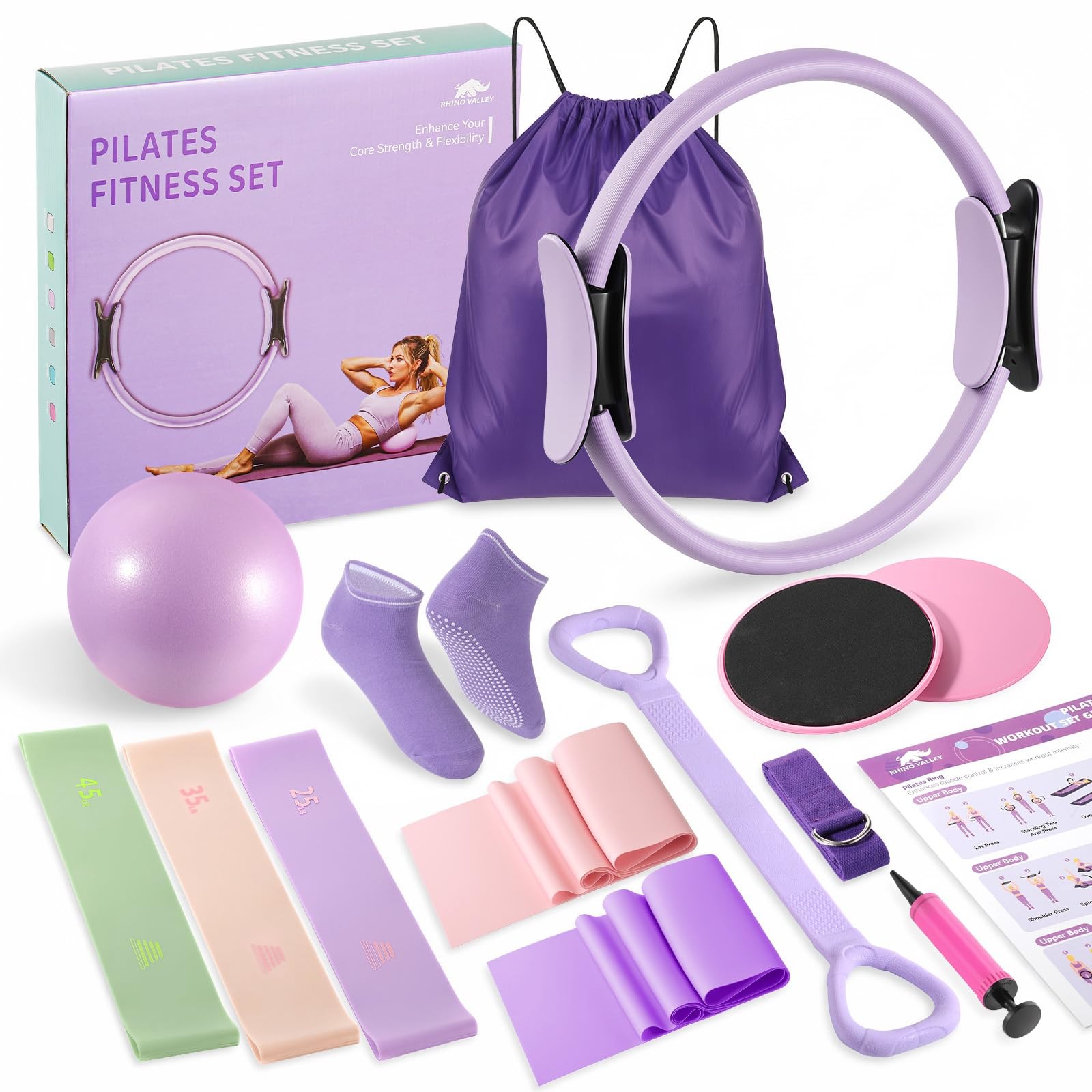 Home Pilates Kit for Women: 14-PC Full Body Workout Set with Magic Circle