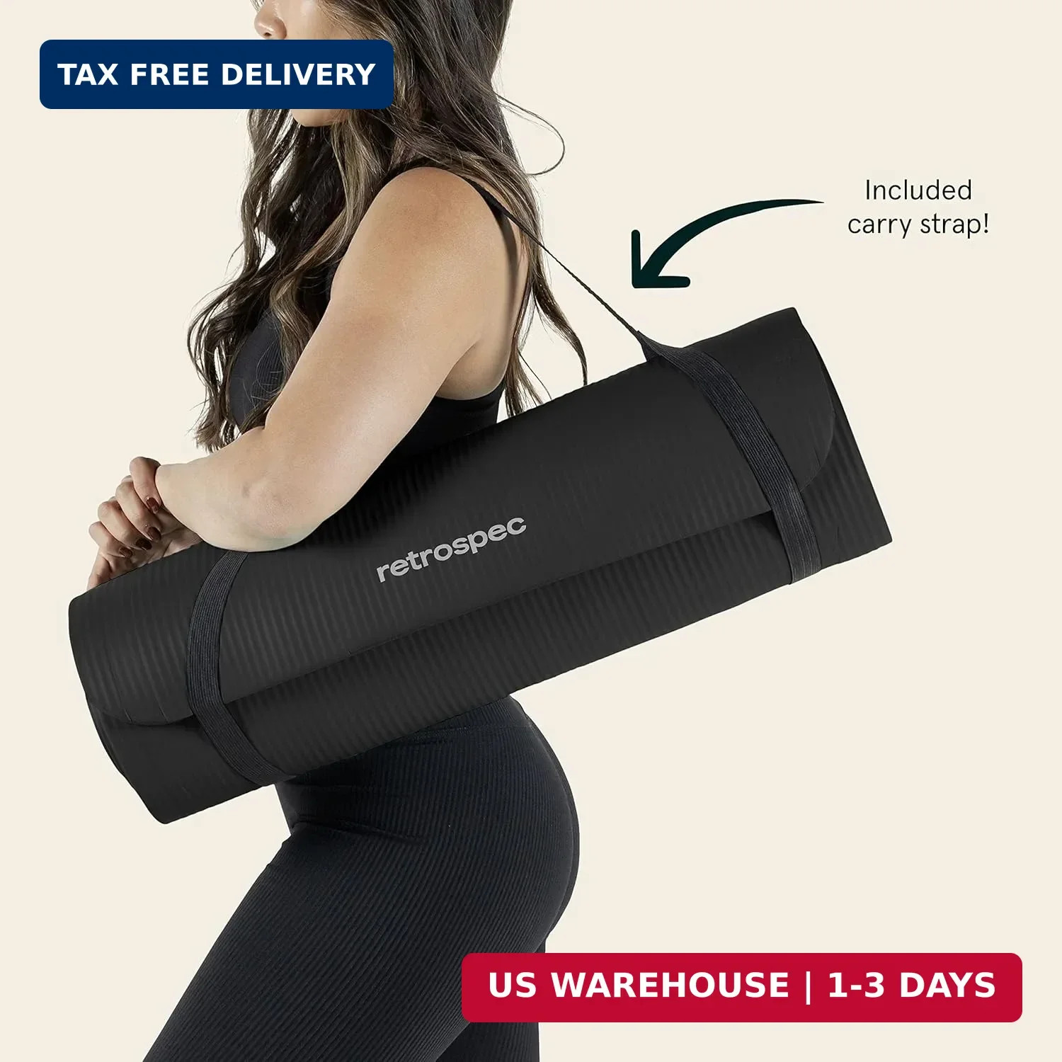 Retrospec Solana Yoga Mat 1&Prime; Thick w/Nylon Strap for Men & Women – Non Slip Exer
