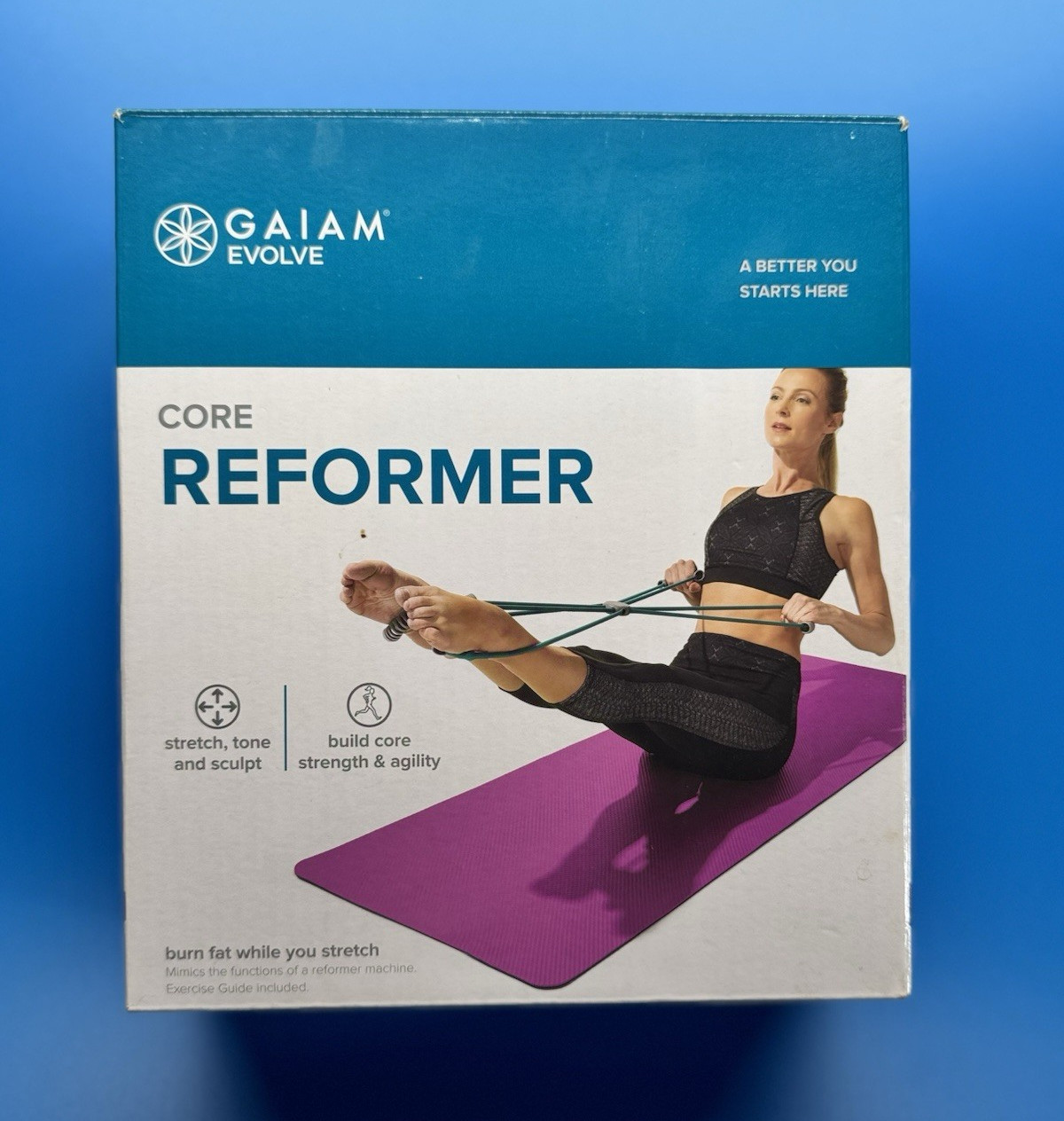 Gaiam Evolve Core Reformer Pilates Set w/ Exercise Guide, Green/Gray
