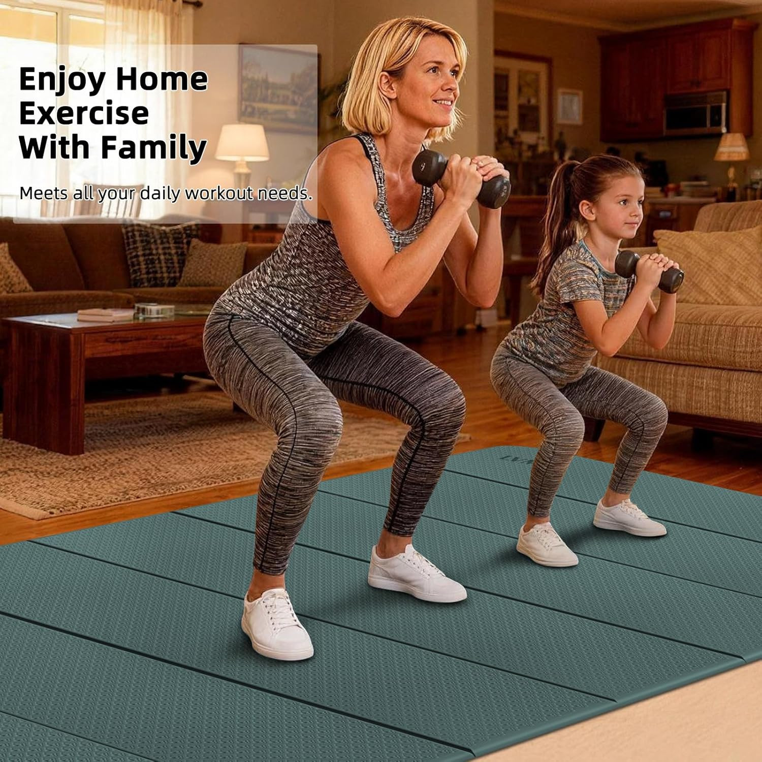 Large Yoga Mat, 74&Prime;X47.2&Prime; Extra Wide & Long Foldable Yoga Mat, 0.4&Prime; Thick Foldin