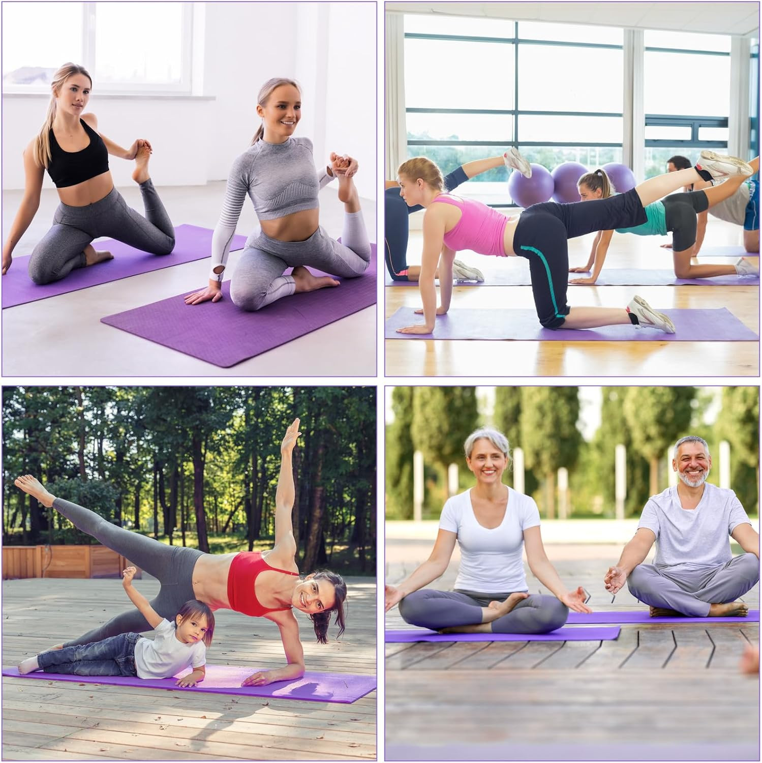 24Pcs 3mm Yoga Mats Bulk 68x24in Non Slip PVC Exercise Fitness Pad for Home Gym